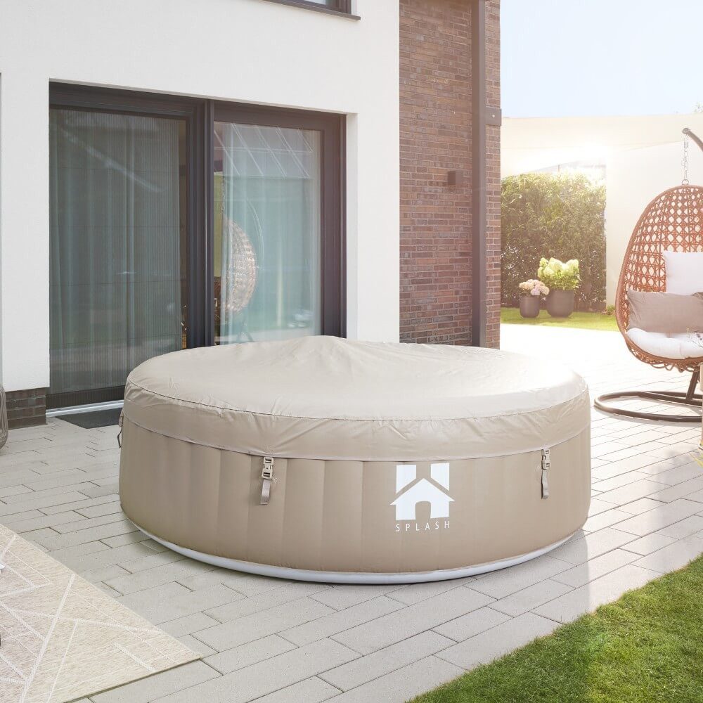 HOME DELUXE Whirlpool Outdoor Whirlpool SPLASH - 6 Personen, aufblasbares Aufstellbecken, (inkl. Abdeckung), 130 Luftdüsen, aufblasbar auf Knopfdruck