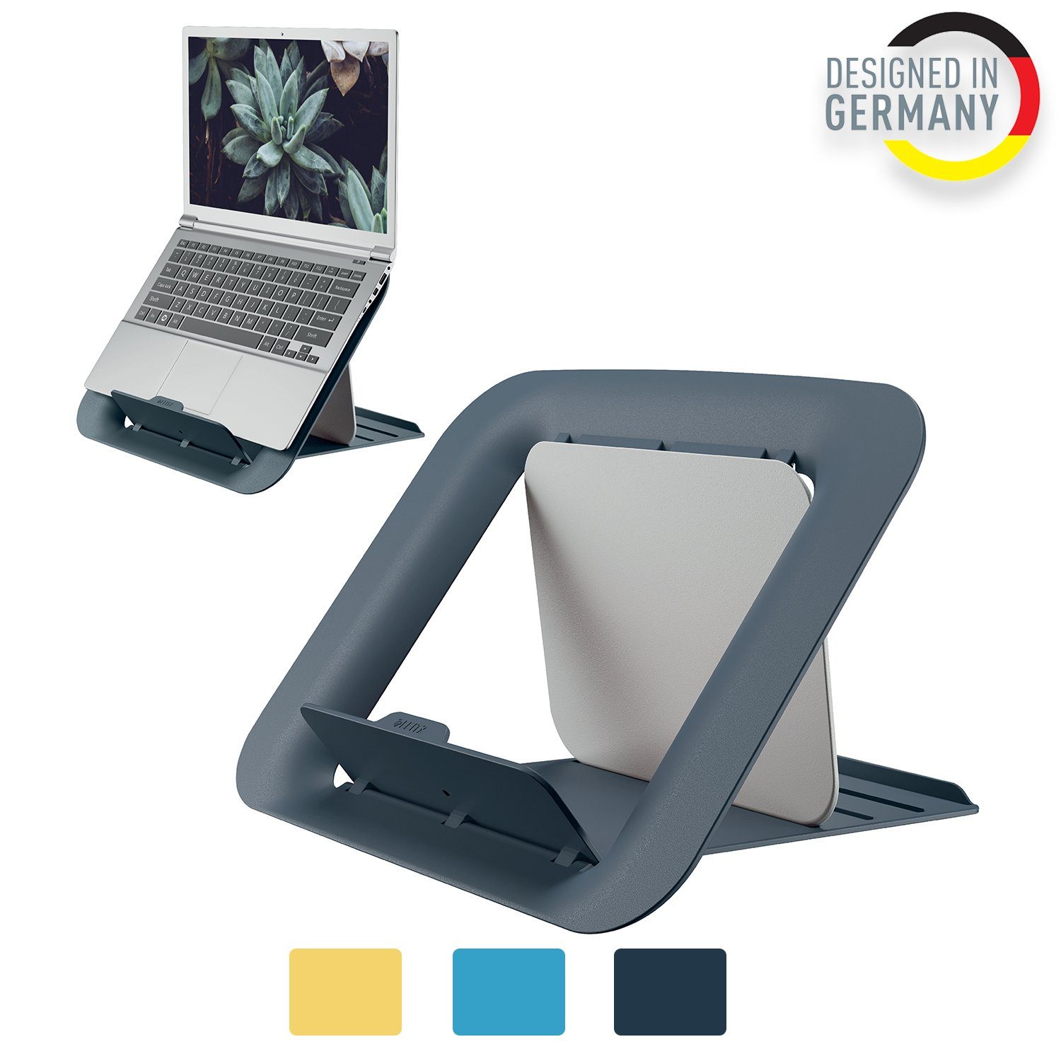 LEITZ Cosy Laptop Aufsteller Laptop-Ständer, (bis 17 Zoll, höhenverstellbar 162mm bis 195mm, zusammenklappbar) grau