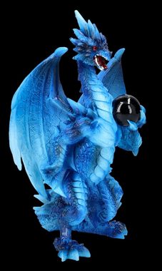 Figuren Shop GmbH Fantasy-Figur Drachen Figur blau - Yukiharu`s Orb - Fantasy Dekofigur Drachenfigur