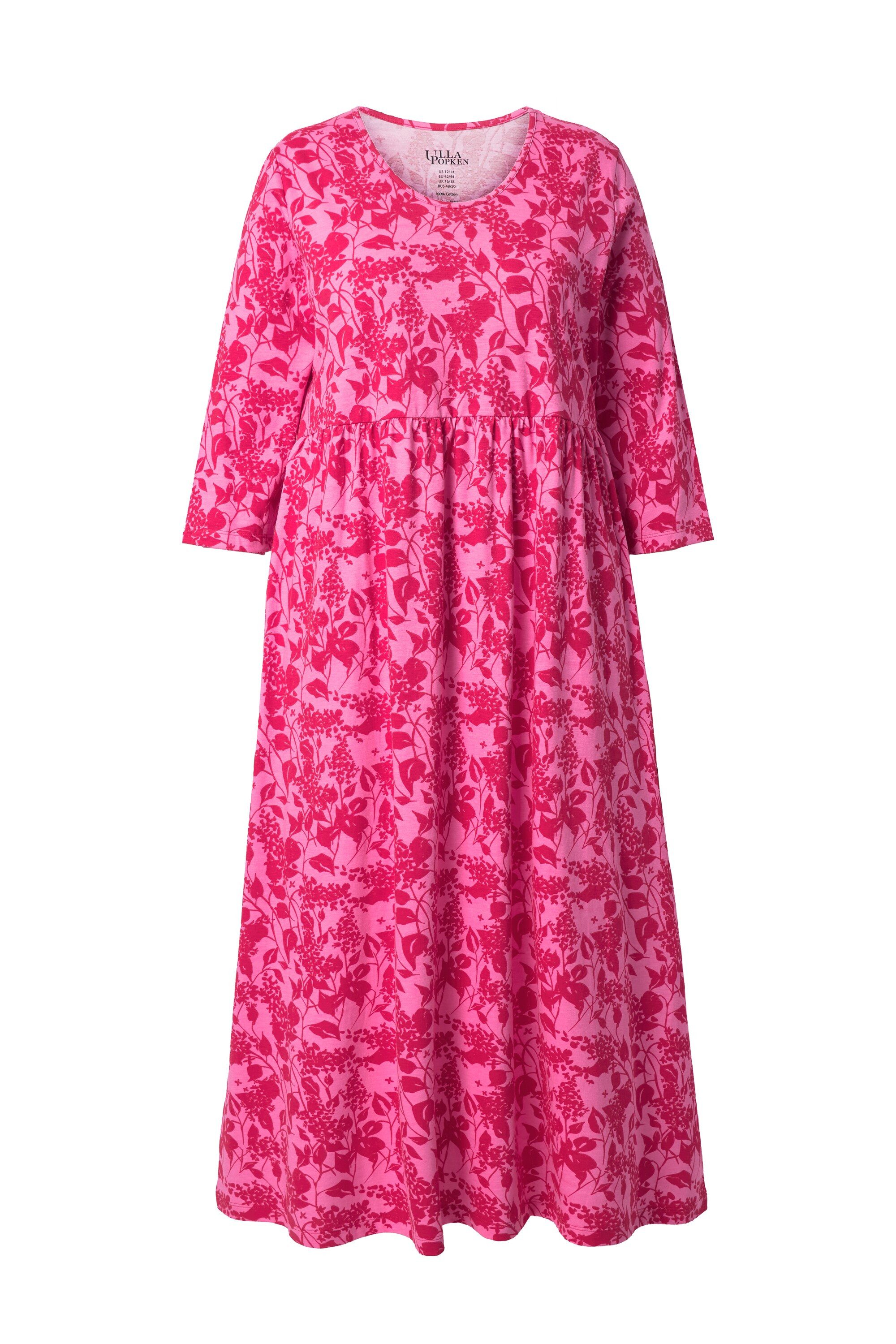 Ulla Popken Maxikleid Maxikleid Blüten A-Linie Rundhals 3/4-Arm Taschen günstig online kaufen