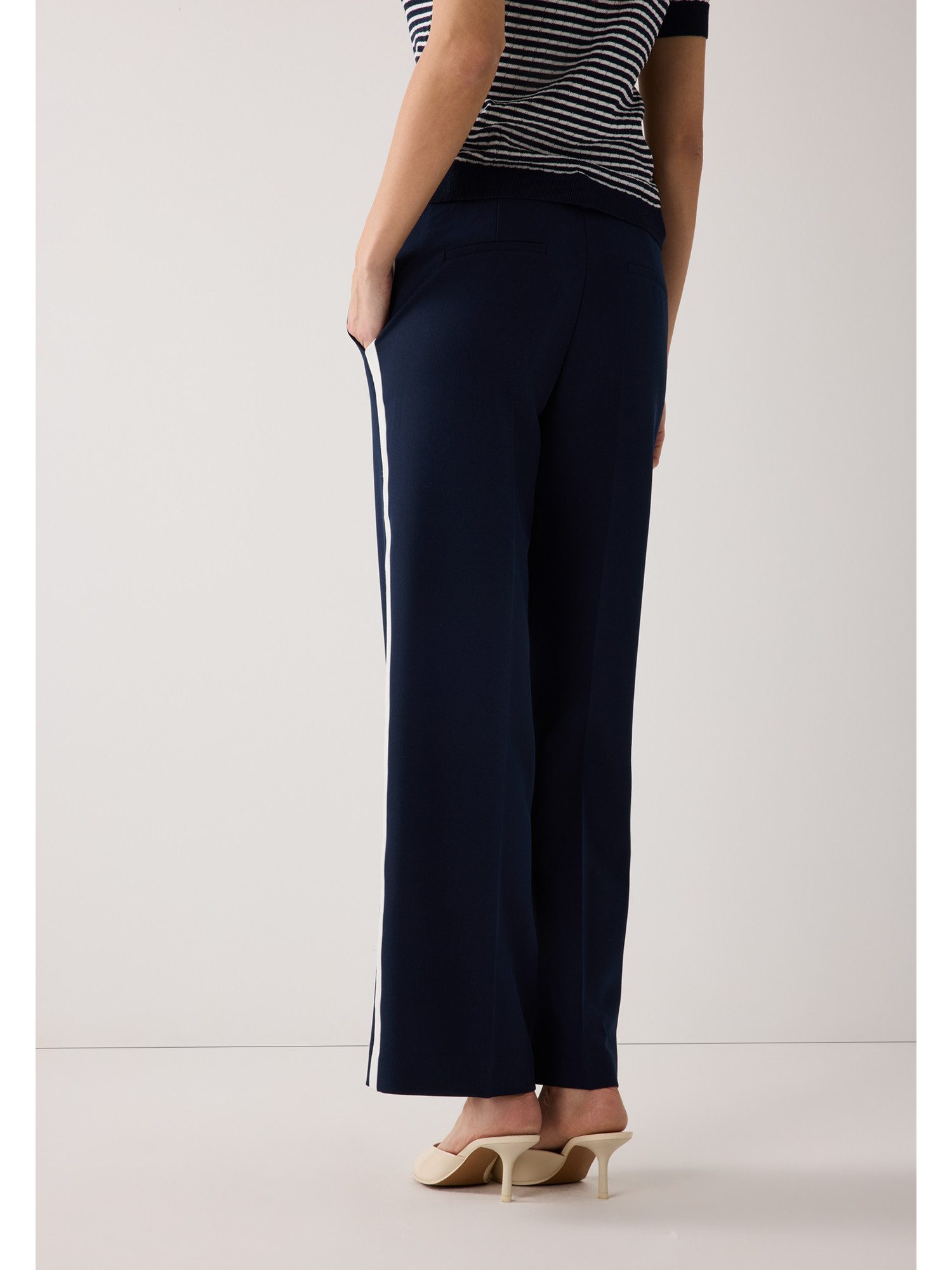 MORE&MORE Stoffhose trendige Hose, Galon-Streifen