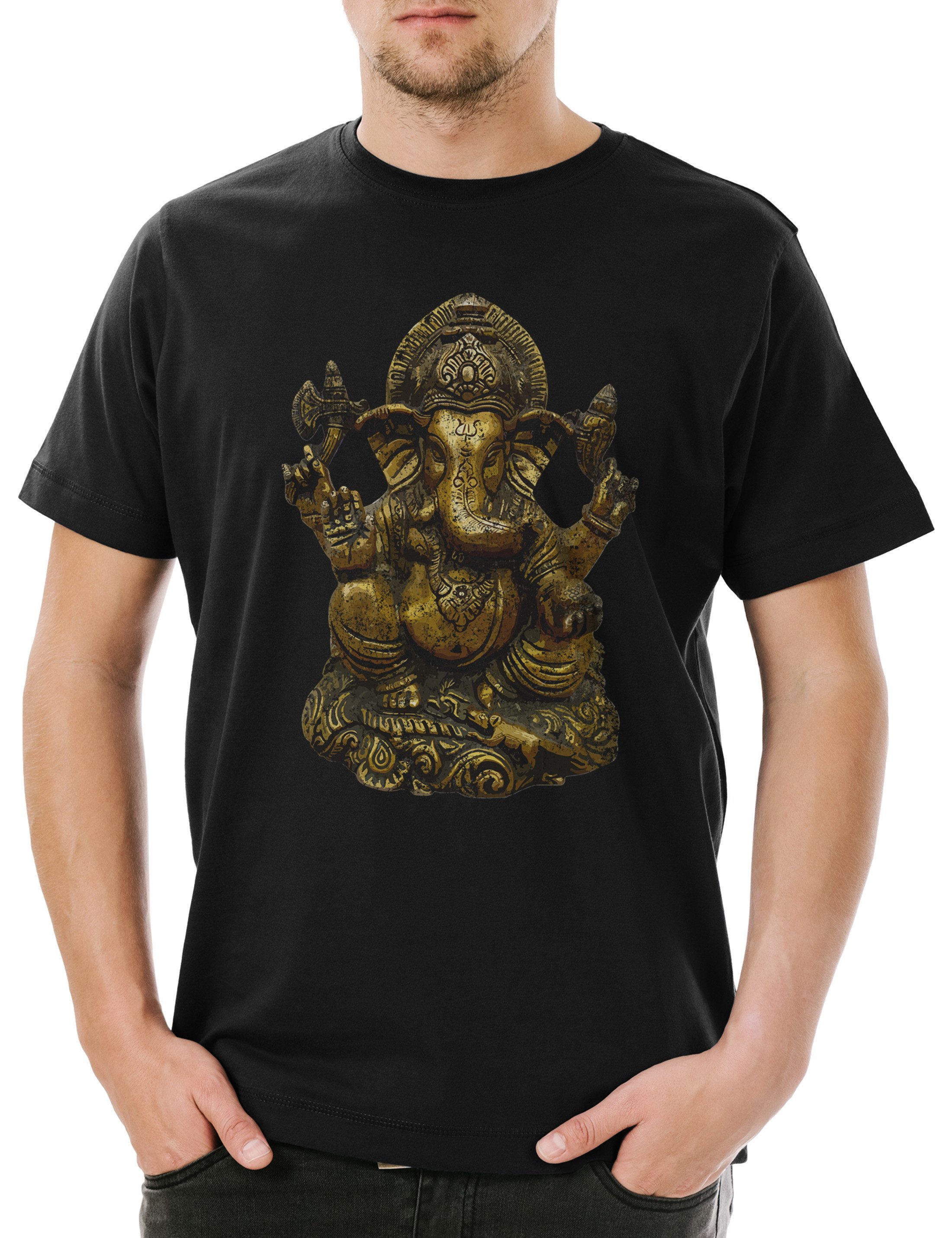 Print-Shirt Ganesha Vintage Herren T-Shirt OM Buddhismus Hinduismus Hindu Yoga