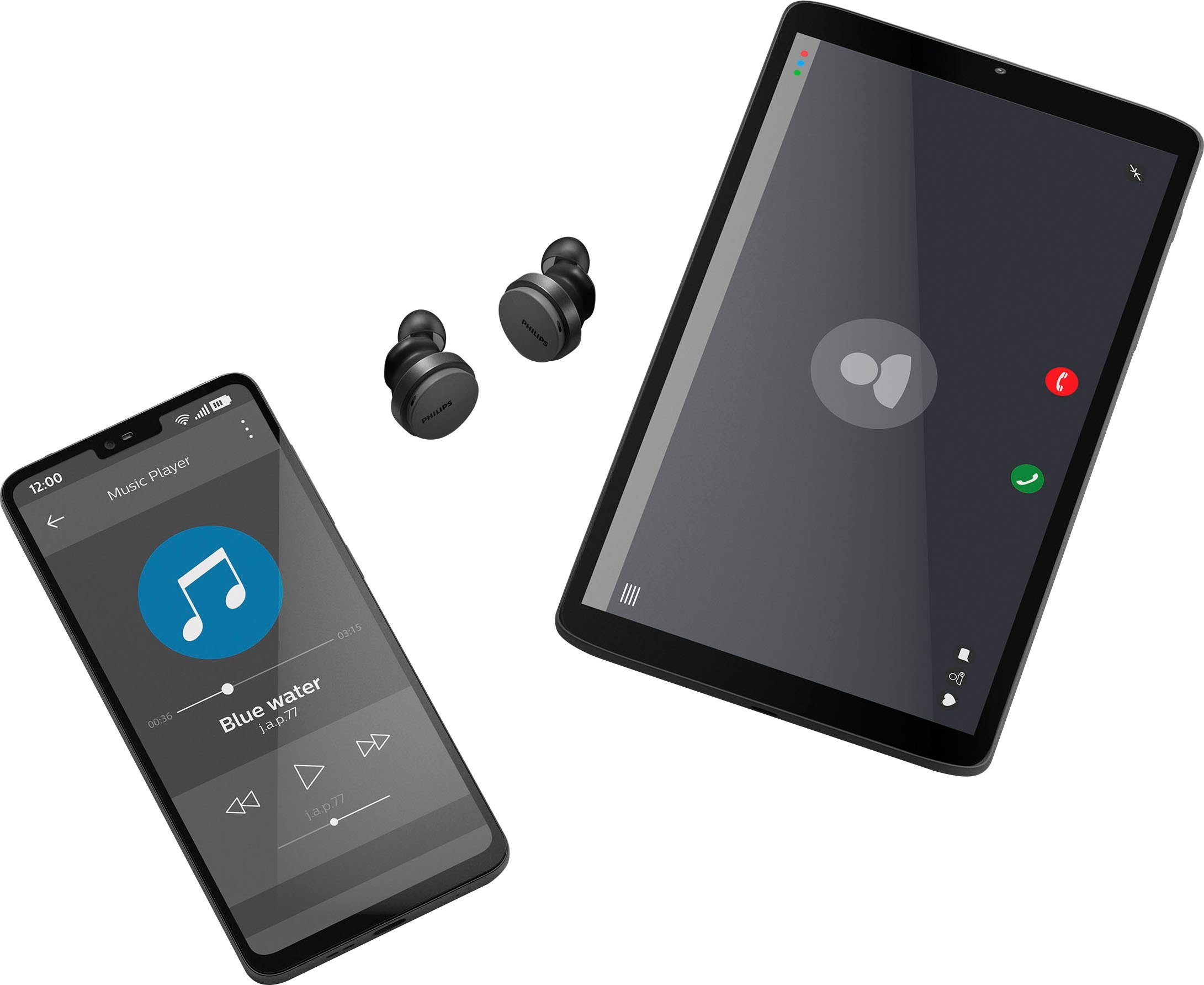 Philips TAT8506 wireless In-Ear-Kopfhörer (Noise-Cancelling schwarz Bluetooth, Anrufe integrierte Musik, Bluetooth, A2DP Wireless, HFP) AVRCP für Steuerung und True Pro