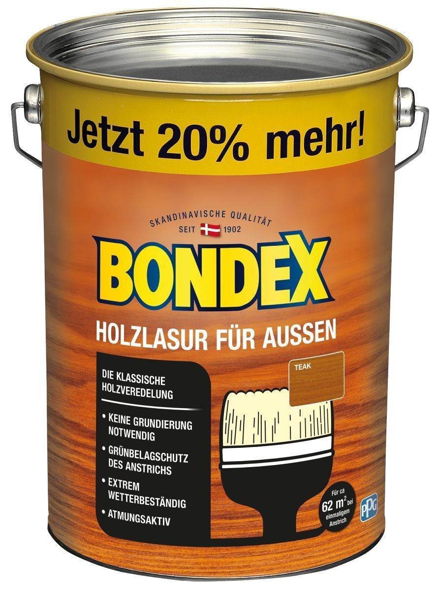 Bondex Holzschutzlasur Bondex Holzlasur für Außen, witterungsbeständig, 4,8 l, Teak