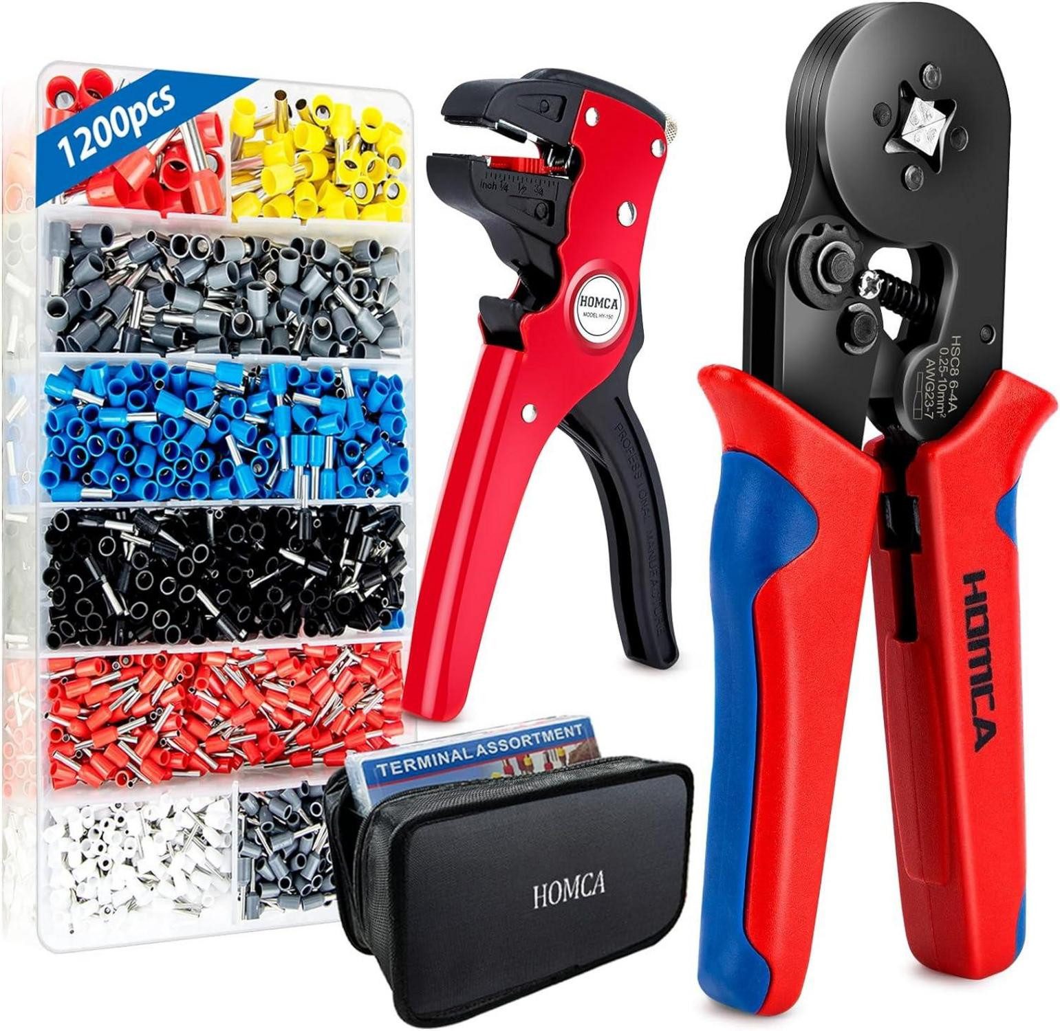 Multitool Crimpzange Aderendhülsen Set 0,25-10mm² 1200Stk Abisolierzange