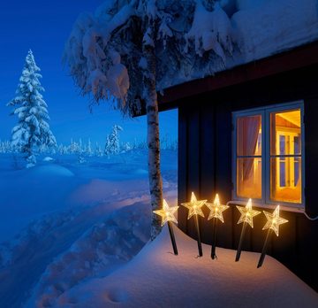 IC Winterworld LED Stern Weihnachtsstern, Weihnachtsdeko, Gartenstecker mit Timerfunktion, für den Innen- und Außenbereich