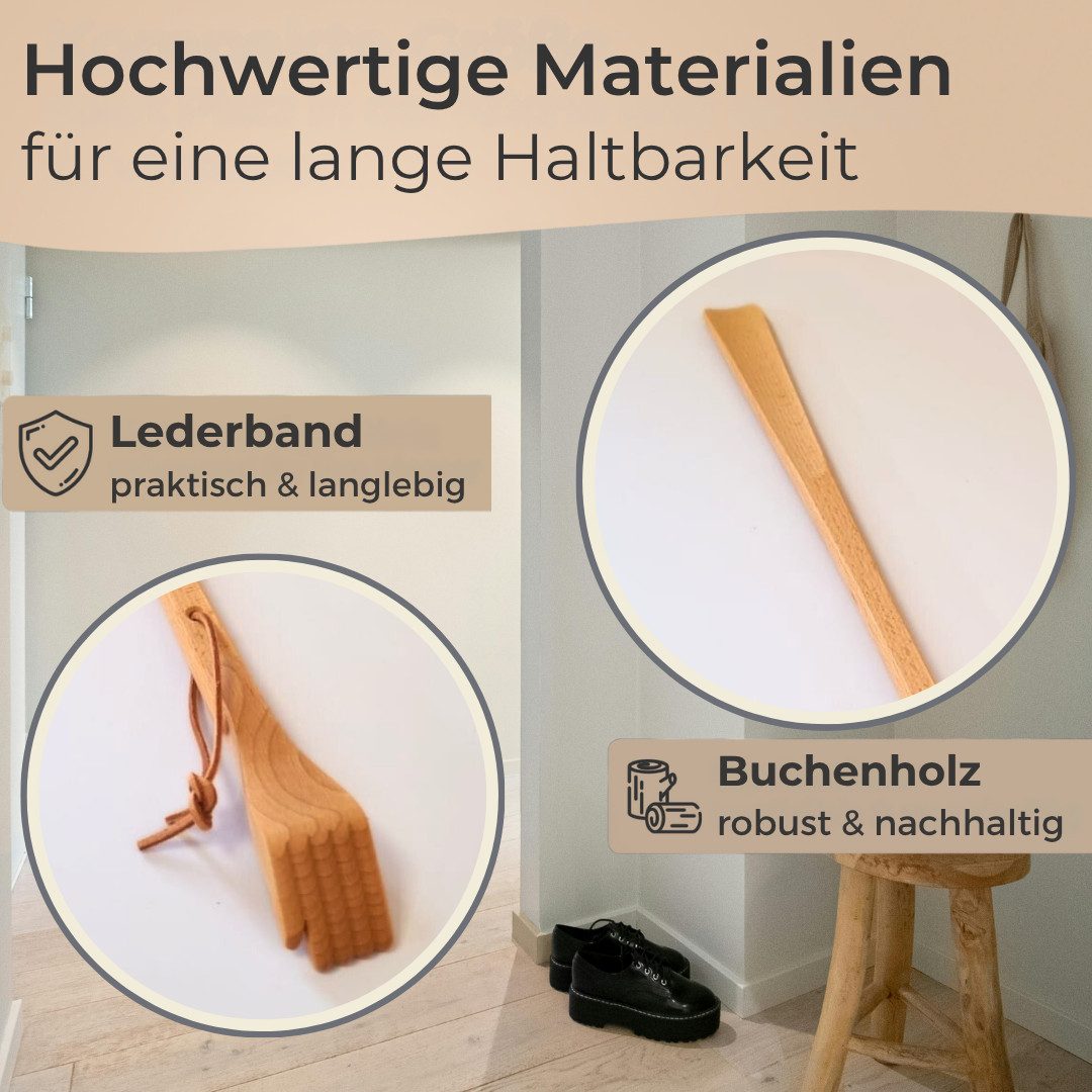 Topanbieter999 Schuhlöffel verschiedene Ausführungen aus hochwertigem Buchenholz, Made in EU