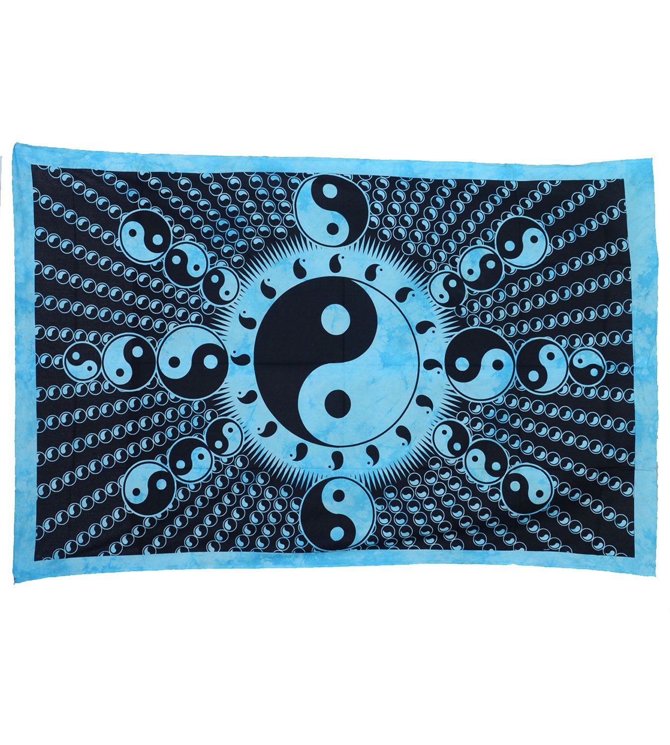 KUNST UND MAGIE Wandteppich Wandbehang Ying und Yang Tischdecke Tuch Indien ca. 200 x 140 cm