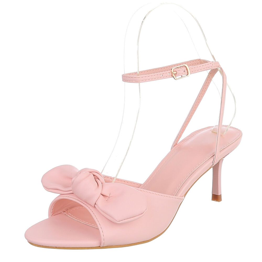 Ital-Design Damen Sandalette mit Schleifendetail und T-Steg Sandalette (91849061) Pfennig-/Stilettoabsatz Sandalen & Sandaletten in Hellrosa