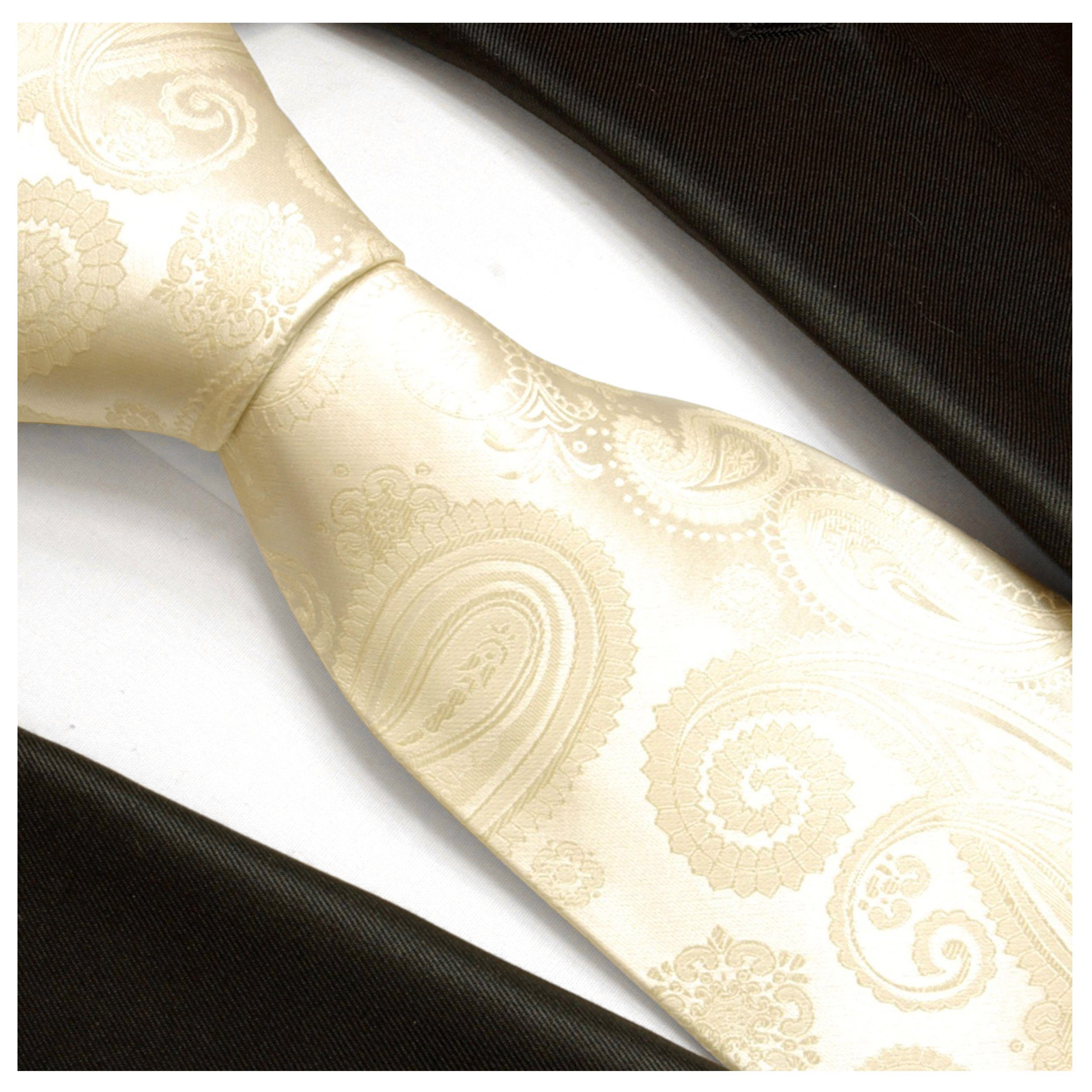Krawatte Paul Schmal creme - paisley Hochzeitskrawatte - V19 (6cm), Mikrofaser Malone Bräutigam Herren