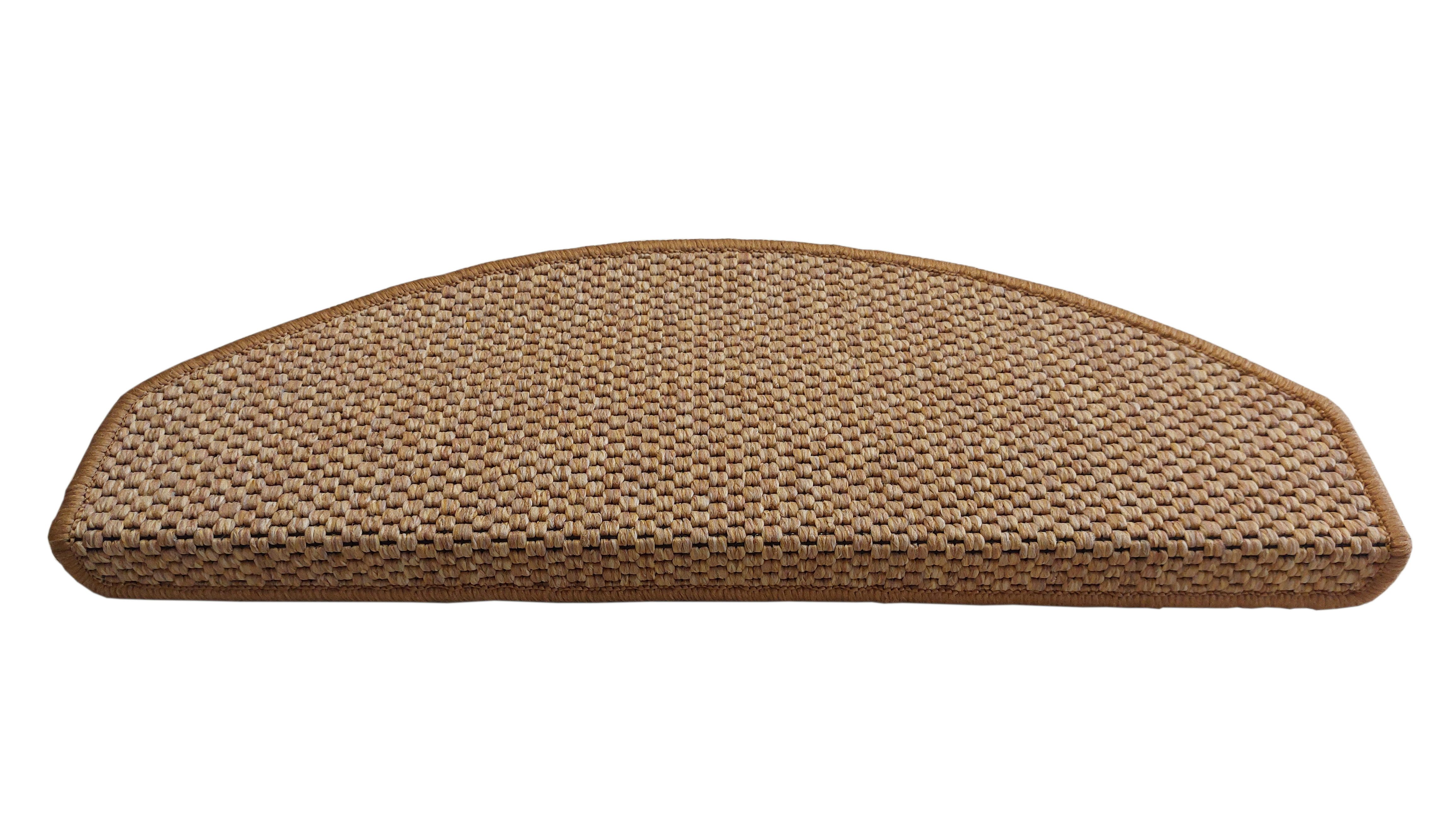 oKu-Tex Stufenmatte FLORENZ Stufenmattenset 15 teilig, natürliche Sisal Optik, Halbrund, Höhe: 4 mm, Flachgewebe mit Winkelschiene, strapazierfähig, verschiedene Farben