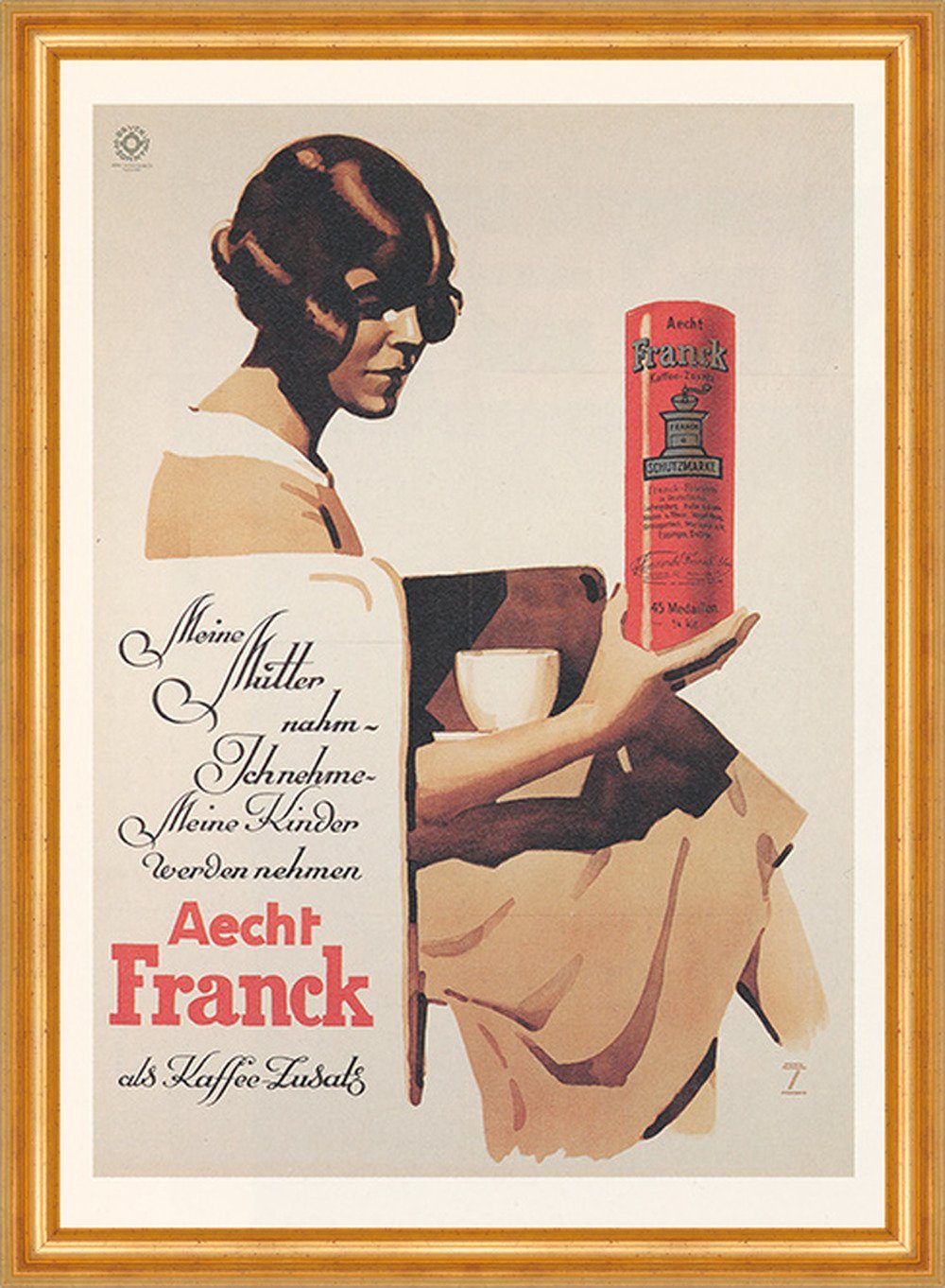 Kunstdruck Aecht Frank Kaffeezusatz Werbung Anzeige Dose Werbung 019 Gerahmt