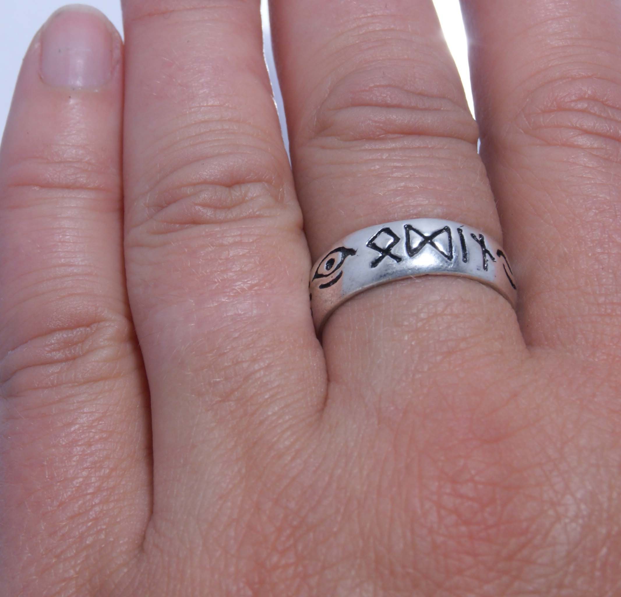 of 52-76 Kiss Fingerring Silberring Runen Gott Odin, Auge Ring Sonne Leather Gr.