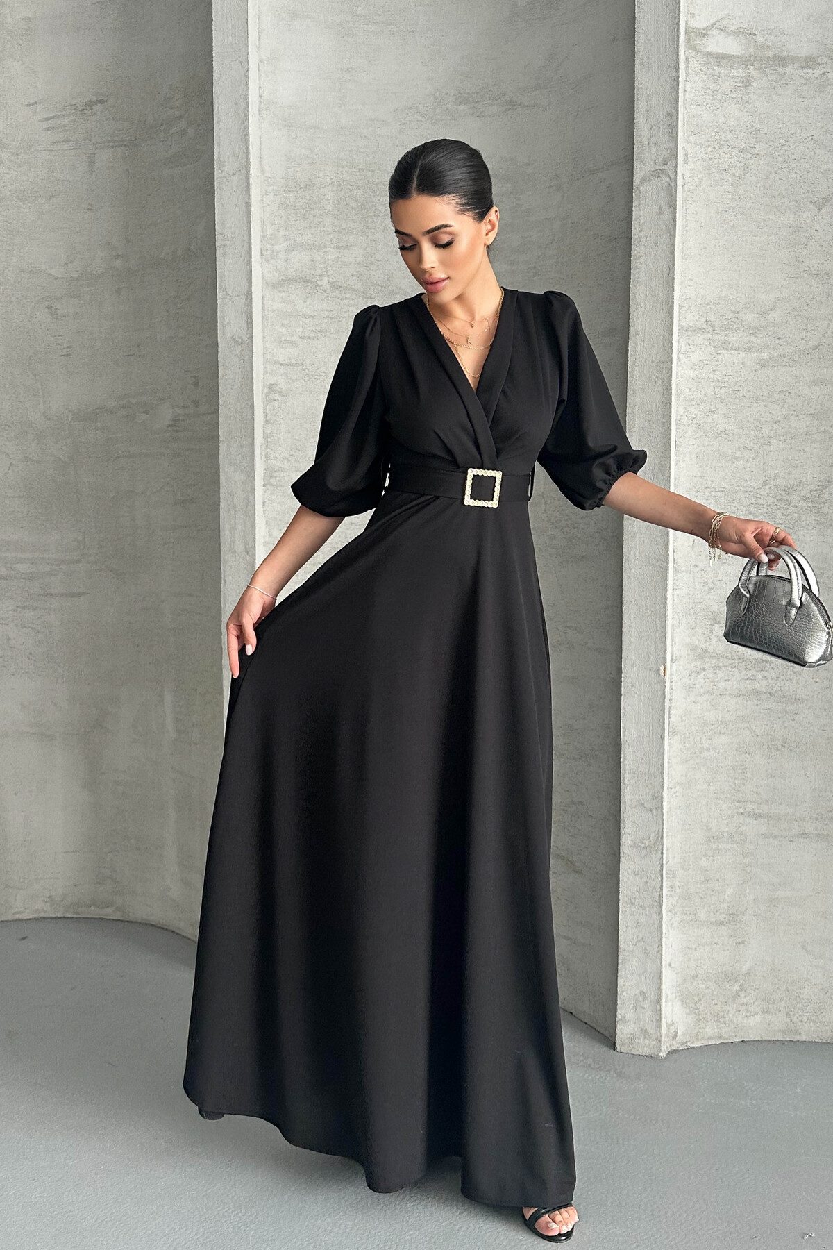 WOMAN VISION Minikleid Damen Schwarzes Kreppstoff günstig online kaufen