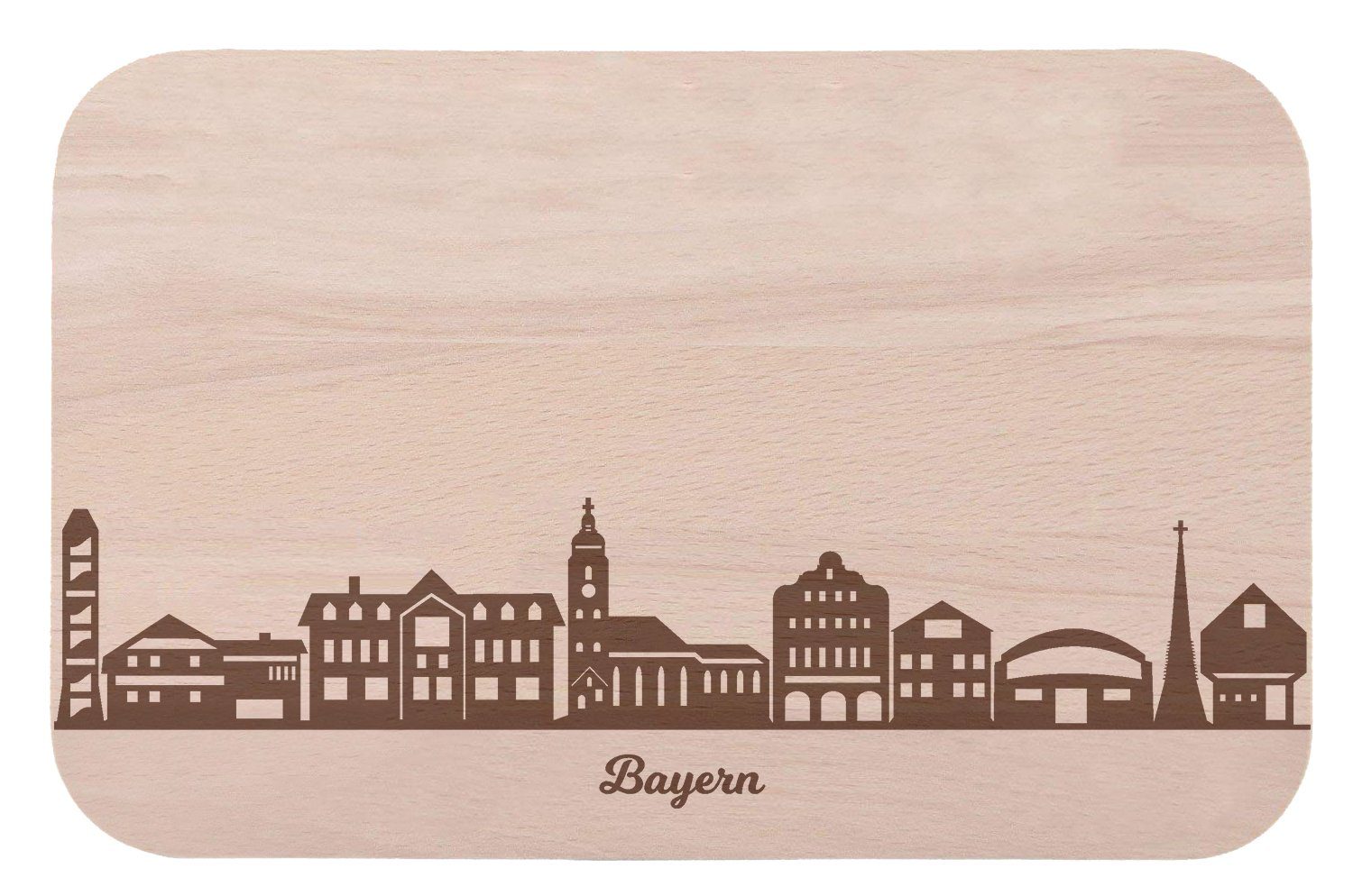 Stadtverliebte - GRAVURZEILE Fans & Gravur Bayern für ideal Holz, mit Souvenir, Geschenk Frühstücksbrettchen Skyline als Schneidebrett Set) Brotzeitbrett - (Kein Bayern & auch