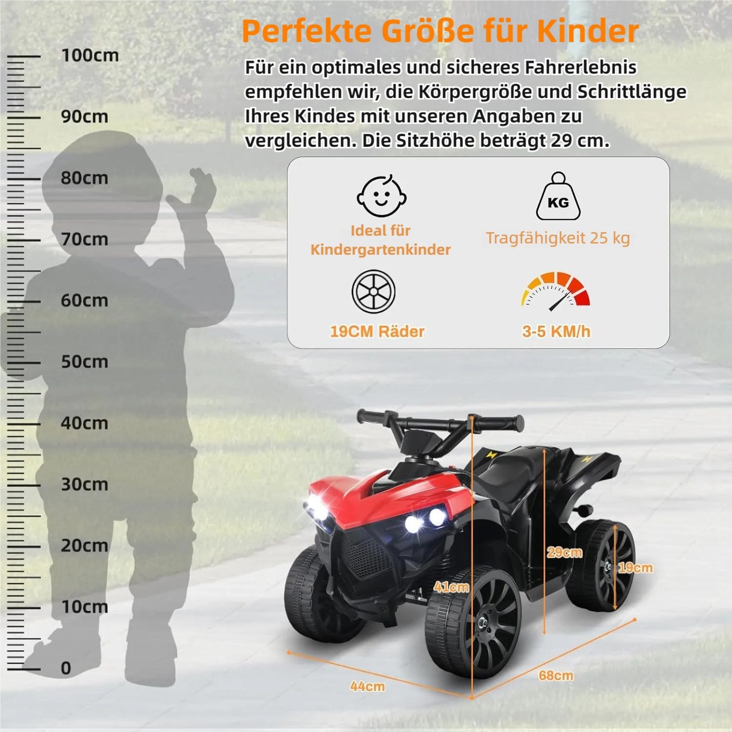 TLGREEN Elektro-Kinderquad, Kinder Elektro Motorrad, 6V Spielmotorrad mit M günstig online kaufen