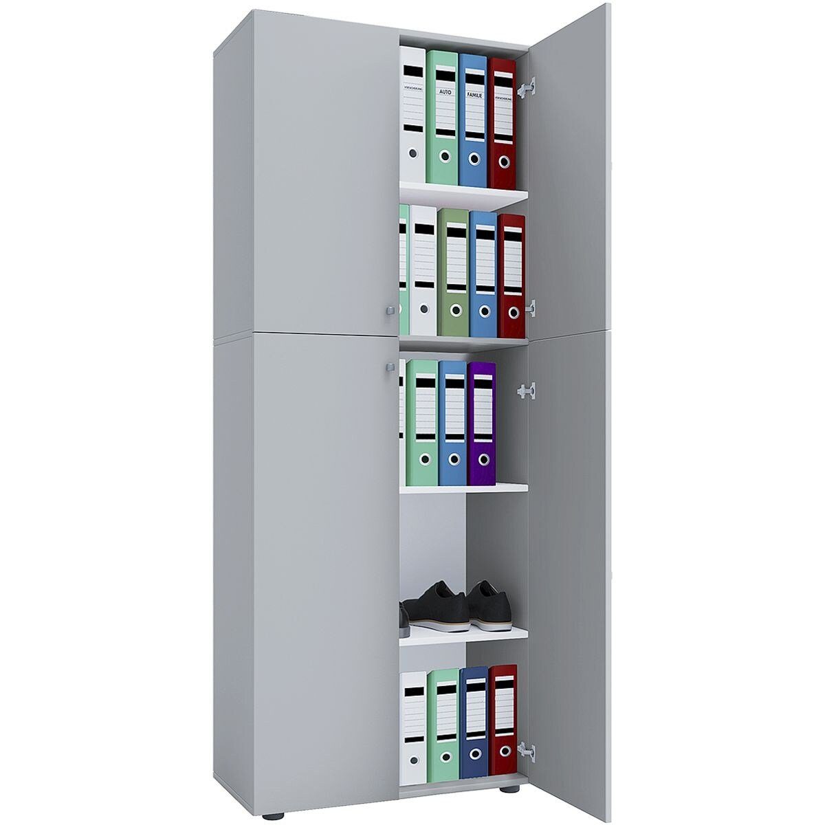 VCM Aktenschrank Lona Schrank mit Flügeltüren und Knopfgriffen, 70x184 cm