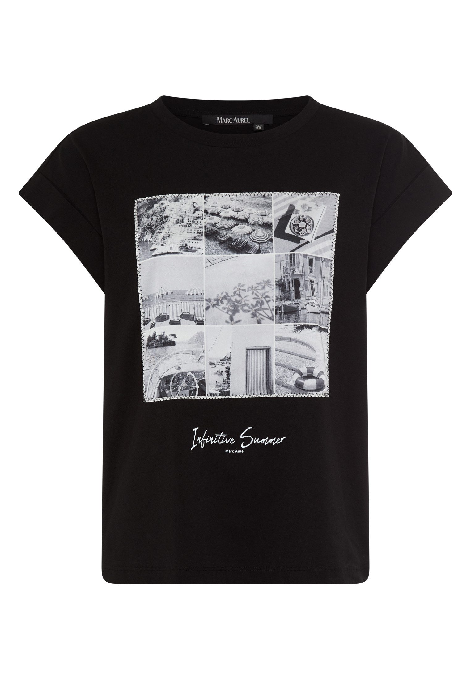 MARC AUREL Langarmshirt Shirt mit Schwarz-weißem Fotoprint