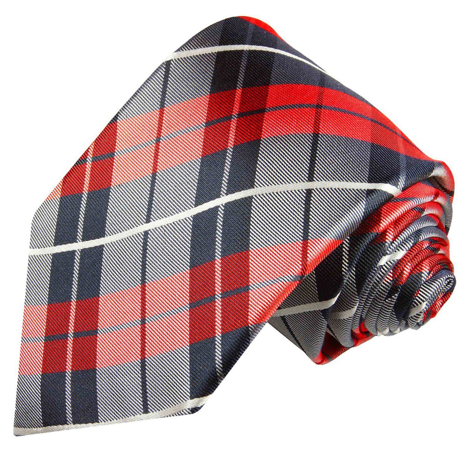 Paul Malone Krawatte Krawatte Schottenmuster Seide Schmal (6cm), rot dunkelblau 592