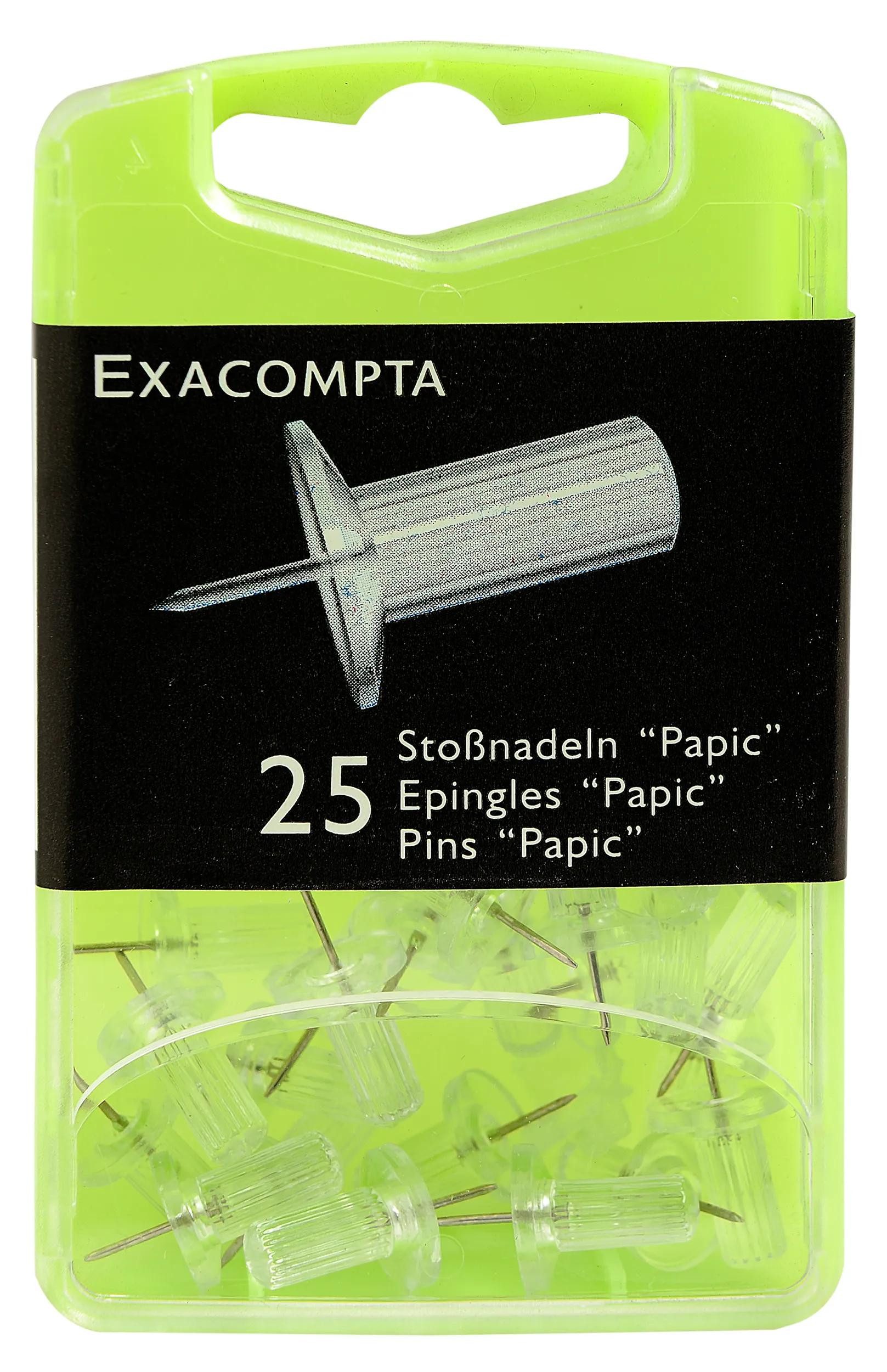 EXACOMPTA Pinnnadel Blisterbox 25x Pinnwandnadeln Papic Ø10mm 7mm transparent 14912E, Stossnadeln und Reissnägel