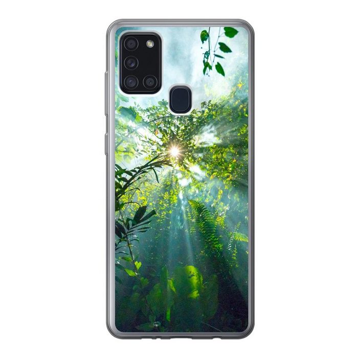 MuchoWow Handyhülle Sonnenlicht scheint auf eine Höhle im Regenwald von Malaysia Handyhülle Samsung Galaxy A21s Smartphone-Bumper Print Handy