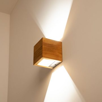 etc-shop LED Wandleuchte, LED-Leuchtmittel fest verbaut, Warmweiß, LED Holz Wand Lampe DIMMBAR Wohn Zimmer Beleuchtung Up Down Strahler