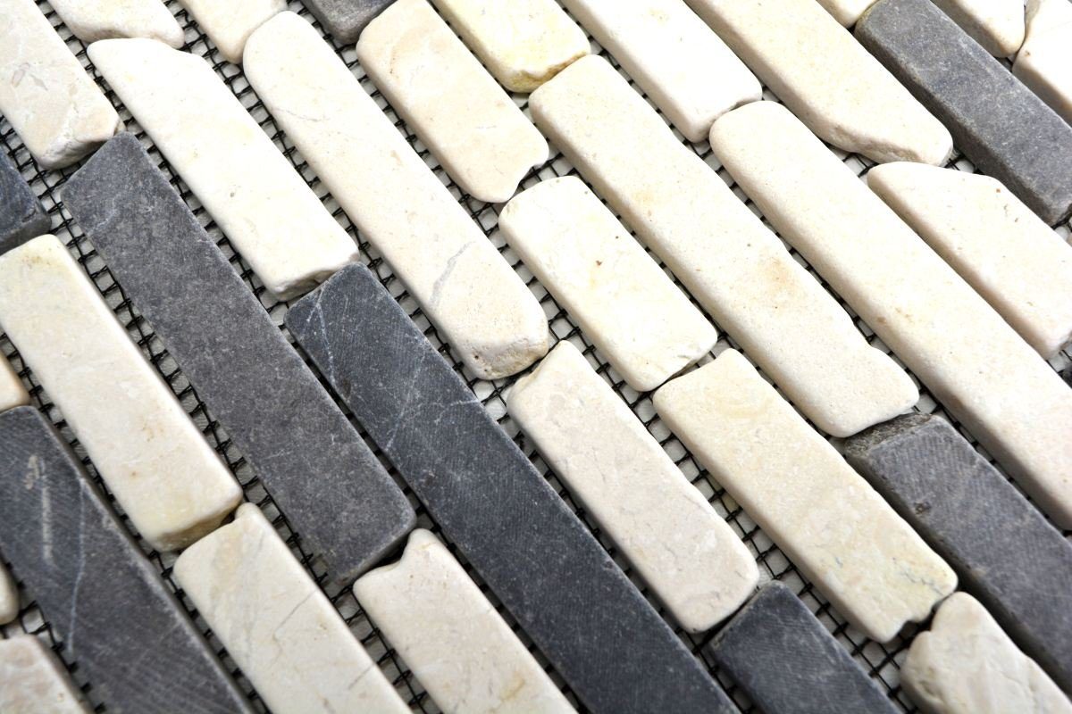 Mosani matt 10 Marmormosaik mix beige / Matten Bodenfliese schwarz Mosaikfliesen
