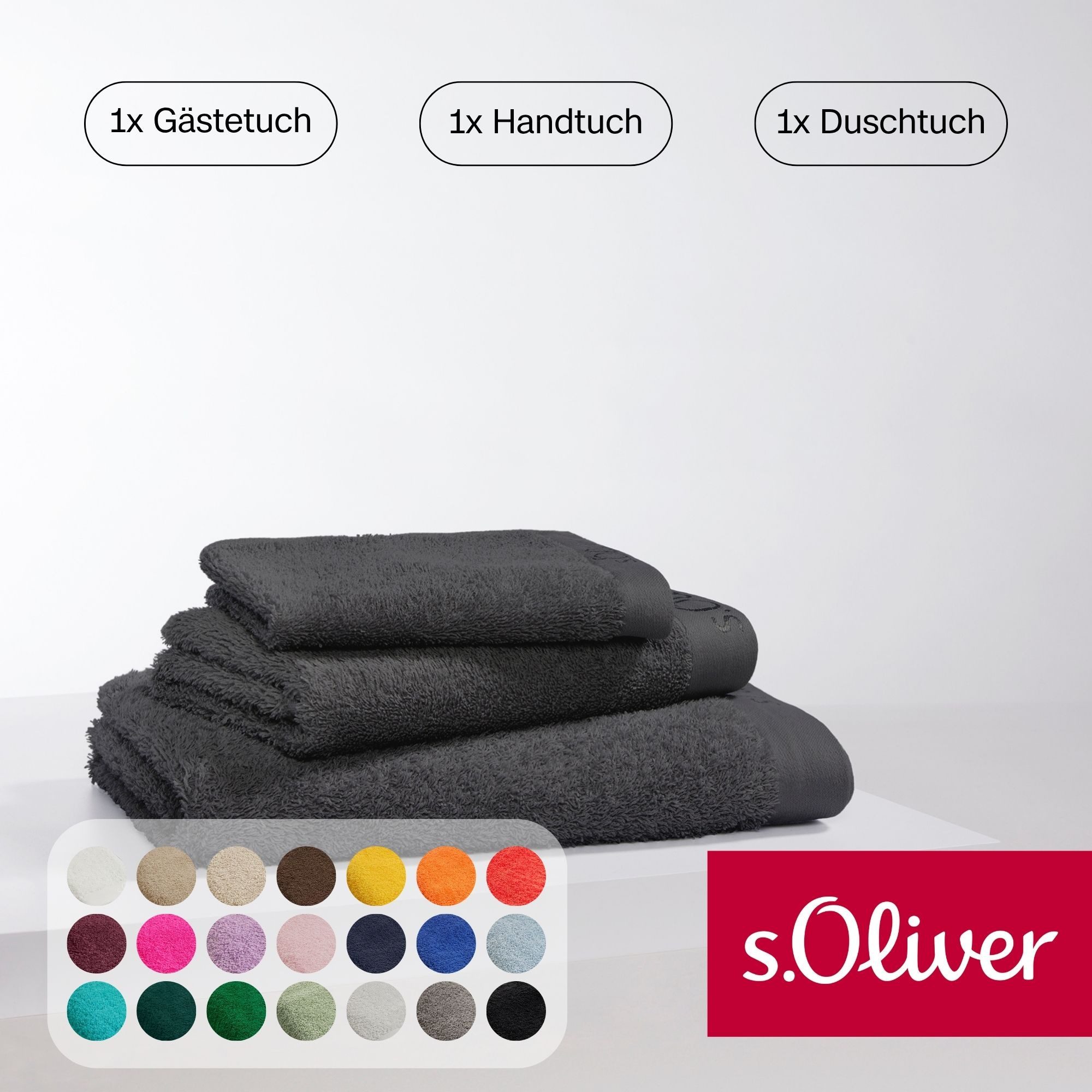 s.Oliver Handtuch Set s.Oliver, Premium Qualität, 600 gr/m², Walkfrottier (Set, 3-St), 1 Gästetuch 30x50 cm, 1 Handtuch 50x100 cm, 1 Duschtuch 70x140 cm