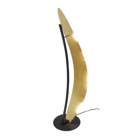 Kiom Stehlampe Led Stehleuchte Agime schwarz & gold dimmbar 121cm, Stufenloser Fußdimmer, LED, Leuchtmittel inklusive, warmweiß
