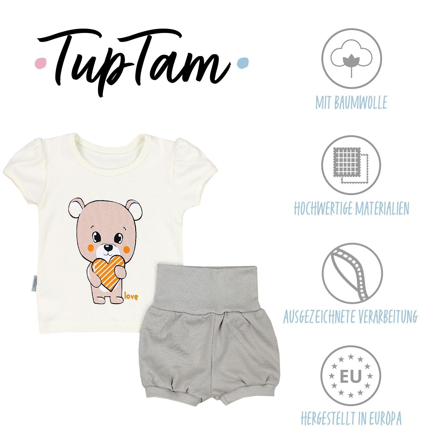 TupTam Shirt & Hose TupTam Mädchen Sommer Bekleidung Teddy Beige Ecri Set Love T-Shirt Baby Shorts