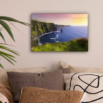 OneMillionCanvasses® Leinwandbild Sonnenlicht auf den Cliffs of Moher in Irland, (1 St), Wandbild Leinwandbilder, Aufhängefertig, Wanddeko, 30x20 cm