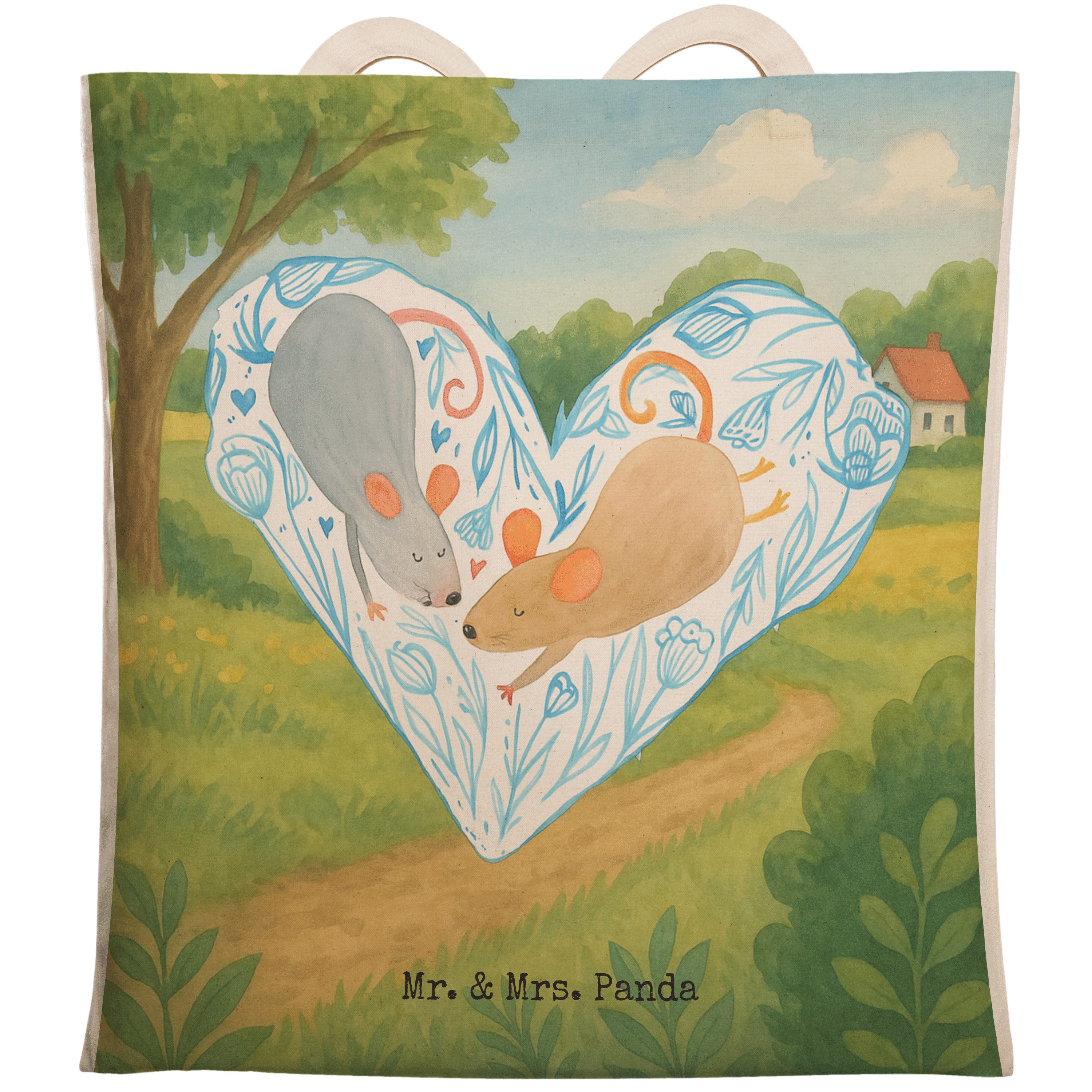 Tragetasche Mäuse Herz Design, Tote Bag, Weiß, Beutel, für Immer, Bag, Tragetasch