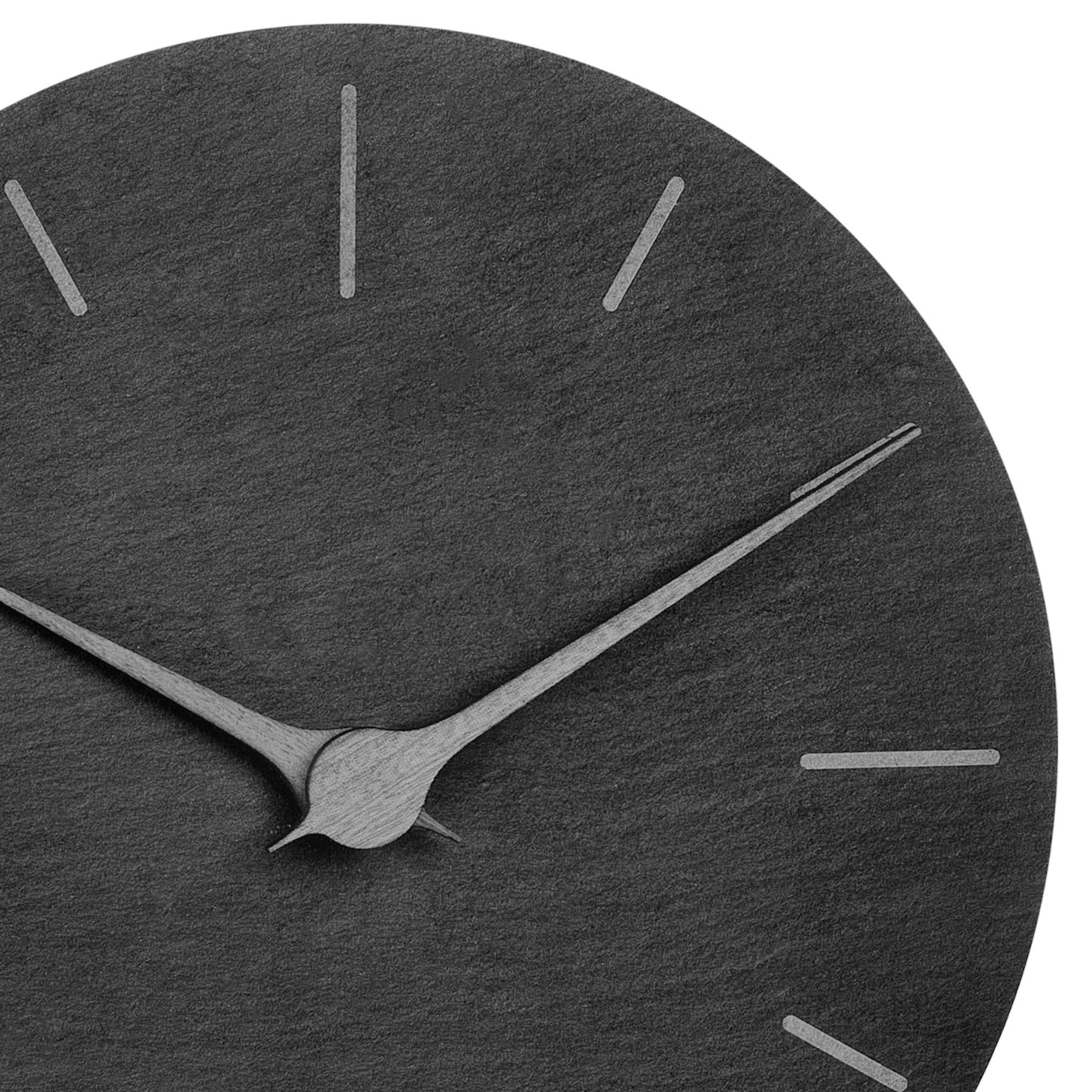 TFA Dostmann Wanduhr TFA 60.3068 analoge Schiefer Wanduhr 250 mm Quarzuhr geräuscharm