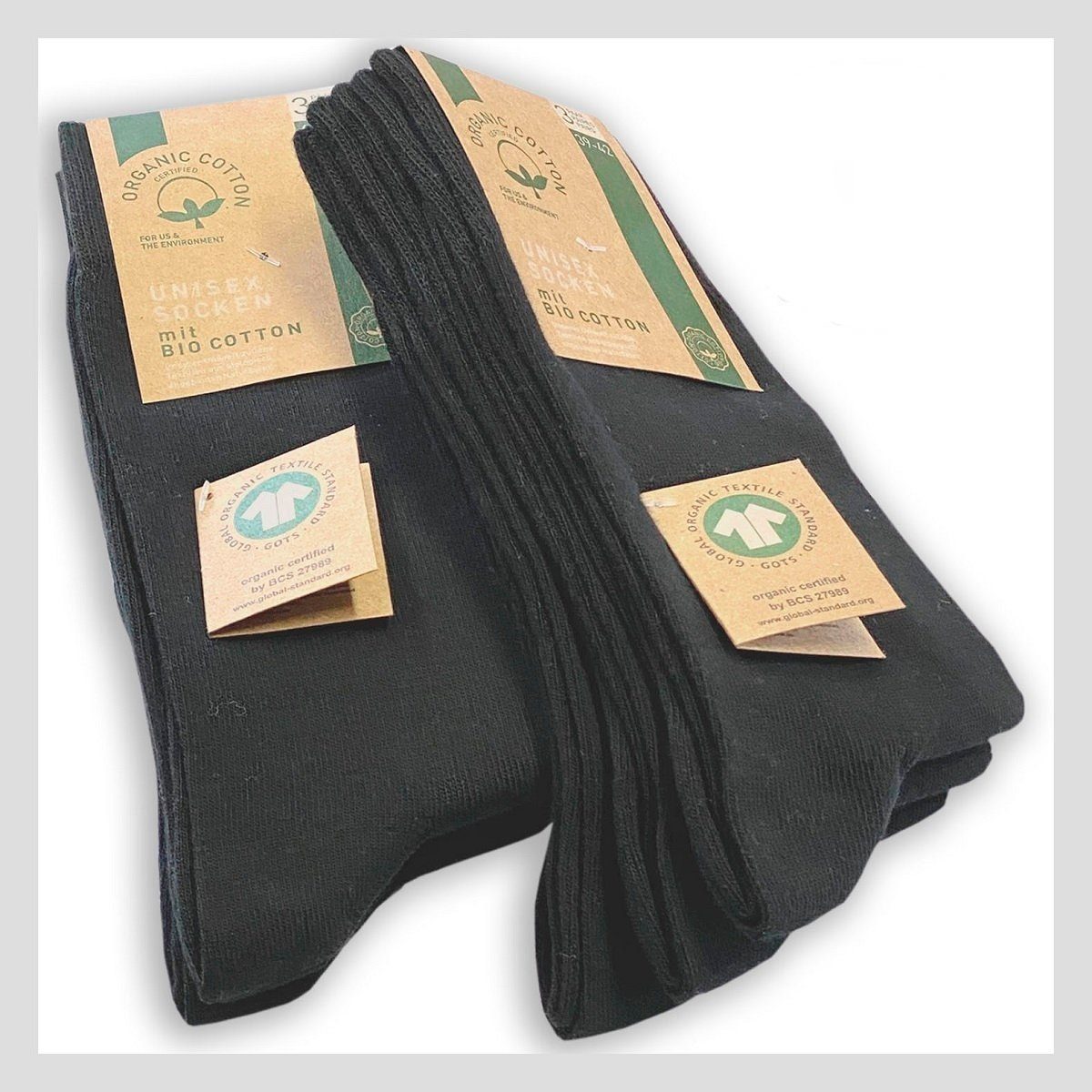Sockswear Gesundheitssocken Bio-Baumwollsocken 98% 3-er Bündel 3 (3-Paar, schwarz 3er Paar) Pack