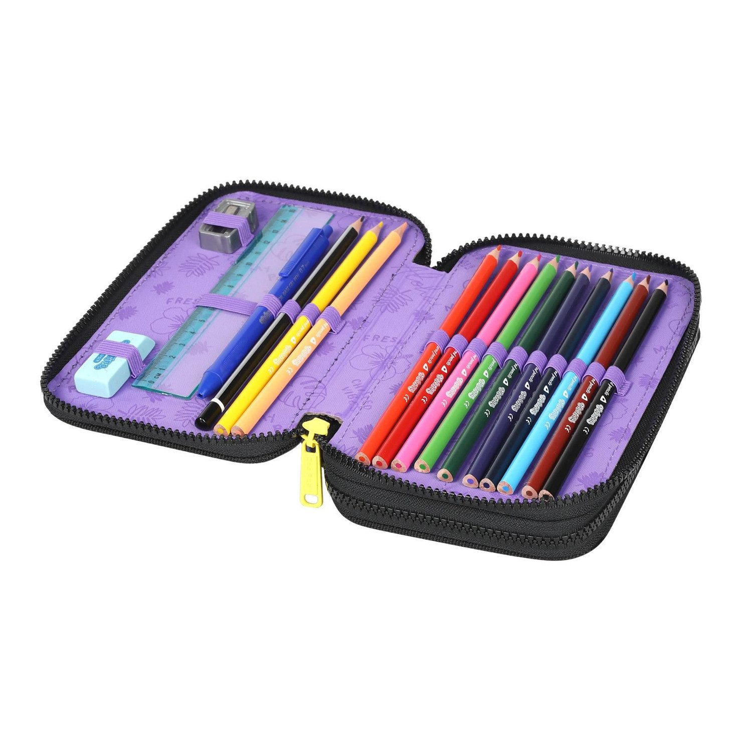 CoolPack Federmäppchen Stitch Zwei-Fach-Stiftmäppchen mit Zubehör, Jugendliche Mäppchen faltbar doppelt