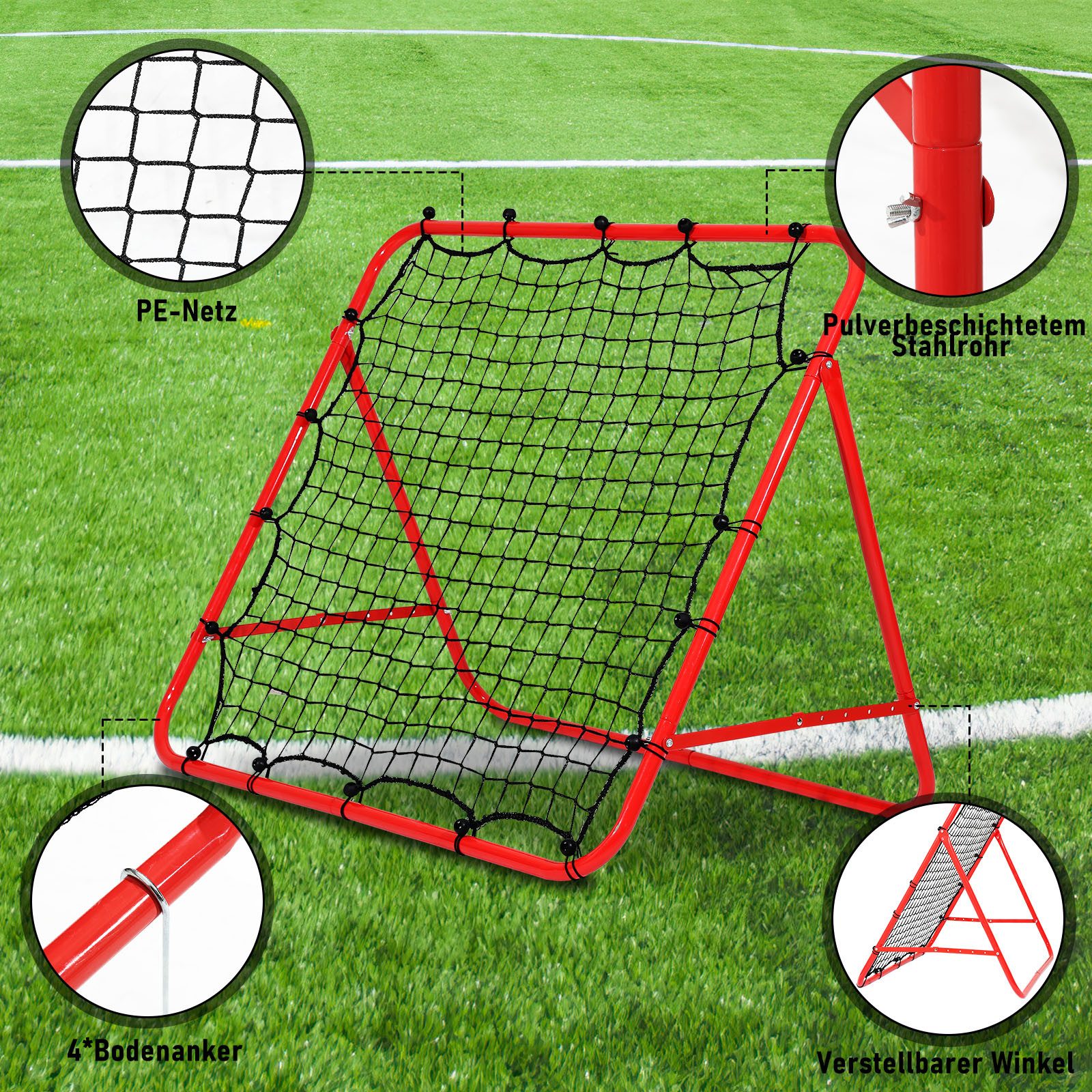 Clanmacy Rebounder Fußball Rebounder Kickback Trainingshilfe Rückprallwand Verstellbar