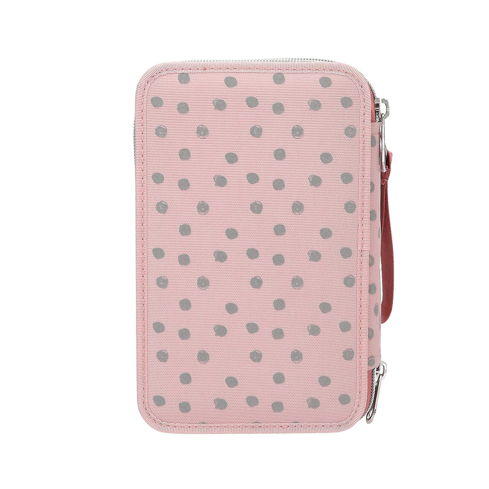 Depesche Federmäppchen Gefüllte 3-Fach Federtasche Rosa mit TOPModel Motiv, 20 cm, Punkte-Muster, Glitzer, Buntstifte, Schere, Lineal enthalten – Bild 2 von 5