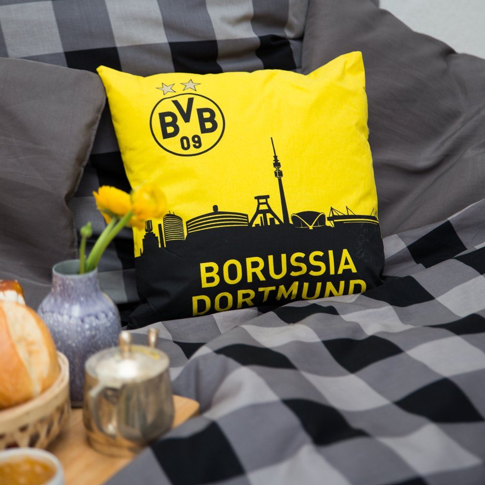 Kopfkissen BVB-Kissen mit Skyline (40 x Baumwolle, 100% BVB, Rückenschläfer Bezug: 40cm)