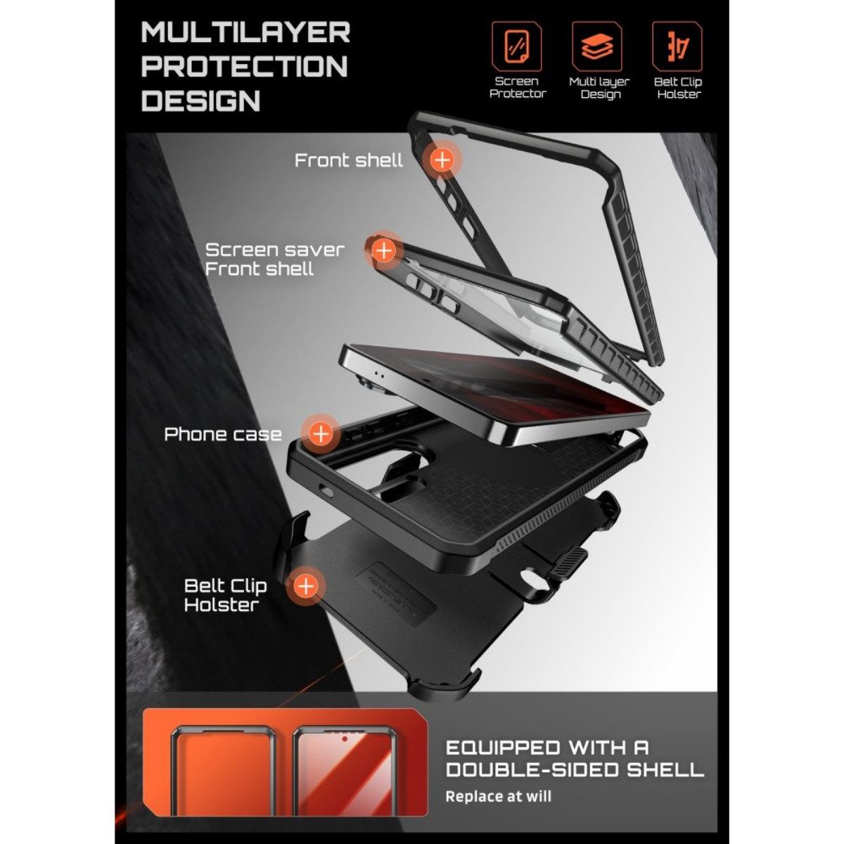 Supcase Schutz-Set Unicorn Beetle Pro Mag Handyhülle + Schutzglas Set Samsung S26 Ultra 6,9 Zoll, Zwei Frontrahmen-Optionen ermöglichen flexible Nutzung – Bild 5 von 5