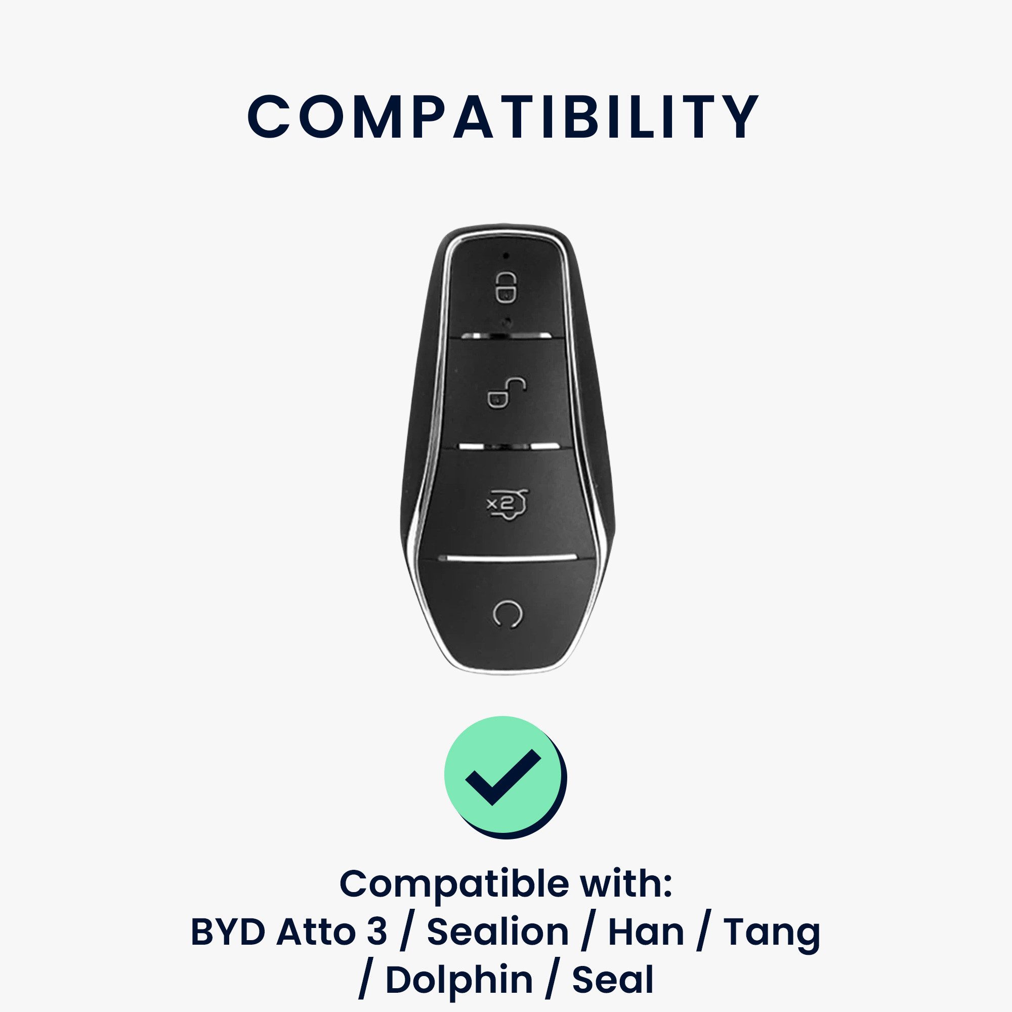 kwmobile Schlüsseltasche Autoschlüssel Hülle für BYD Atto 3 / Sealion / Han / Tang / Dolphin / (1-tlg), Cover Schlüsselhülle mit Schlüsselring Design