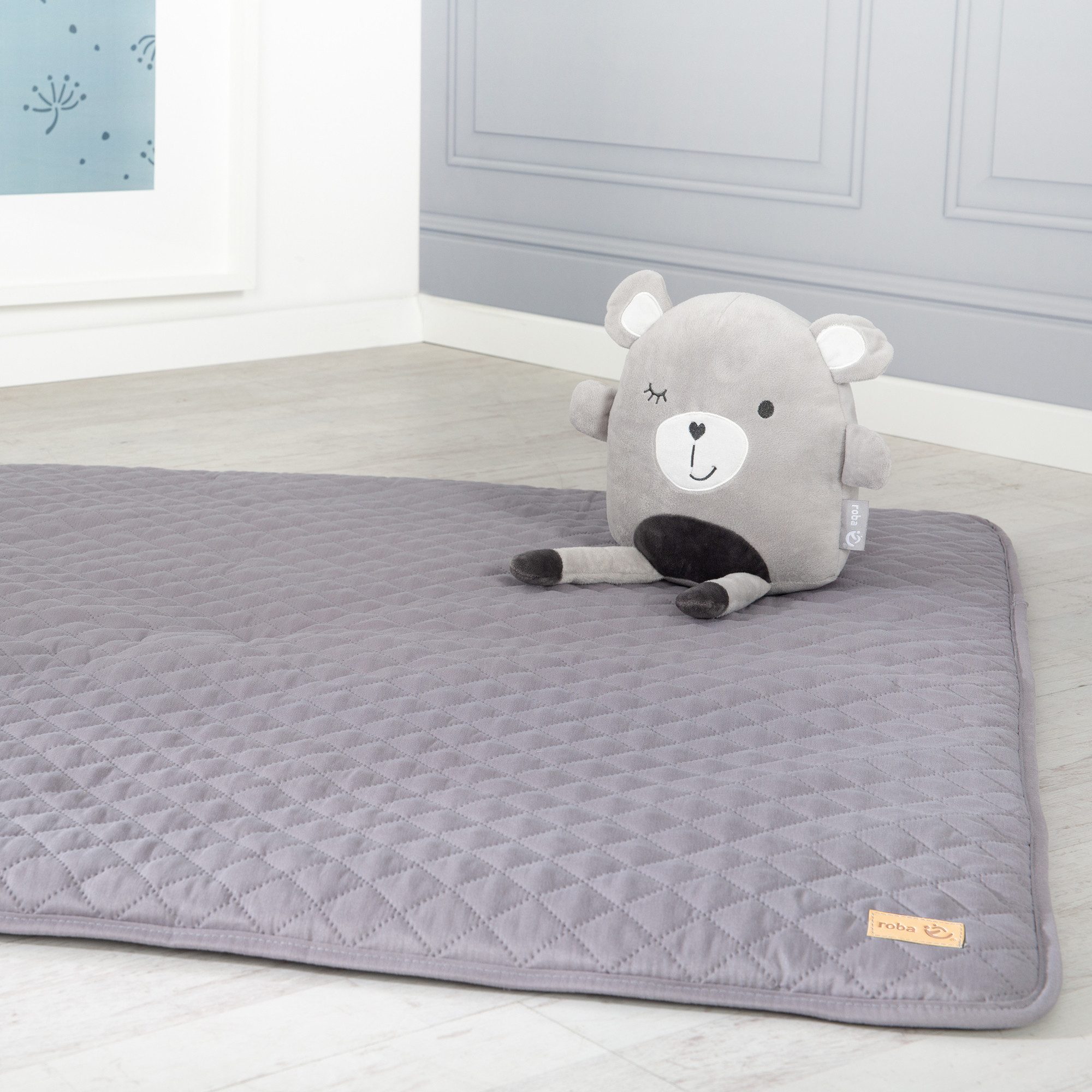 Krabbeldecke roba Style 100 x 100 cm - Spieldecke gesteppt - Baby & Kleinkind, roba®, Pflegeleichtes & schmutzabweisendes Material - Anthrazit