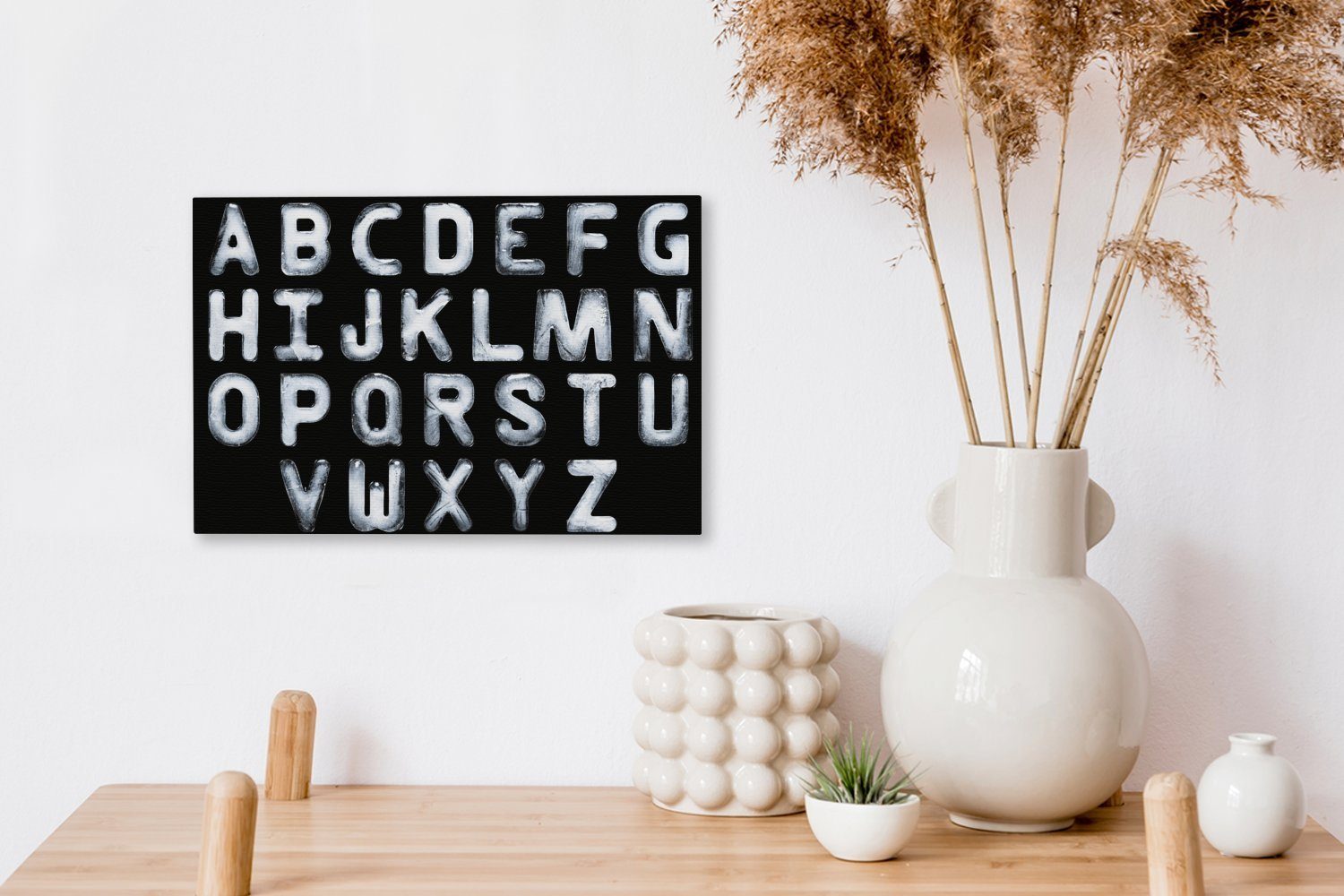 aus St), (1 Wandbild 30x20 auf Alphabet OneMillionCanvasses® Das Hintergrund, schwarzem Leinwandbild Leinwandbilder, cm Aufhängefertig, Wanddeko, Eis