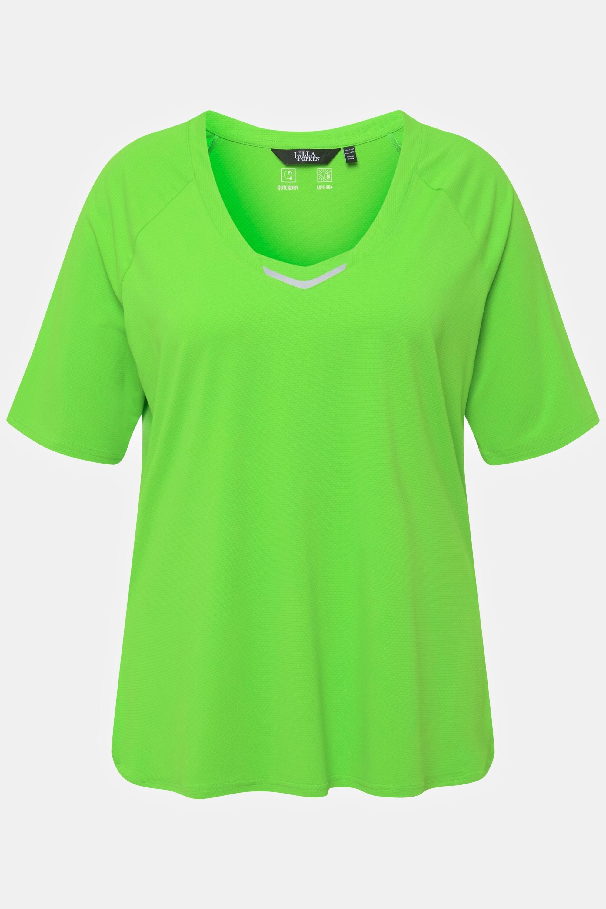 Rundhalsshirt 40+ Ulla V-Ausschnitt T-Shirt Popken Halbarm UV-Schutz hellgrün