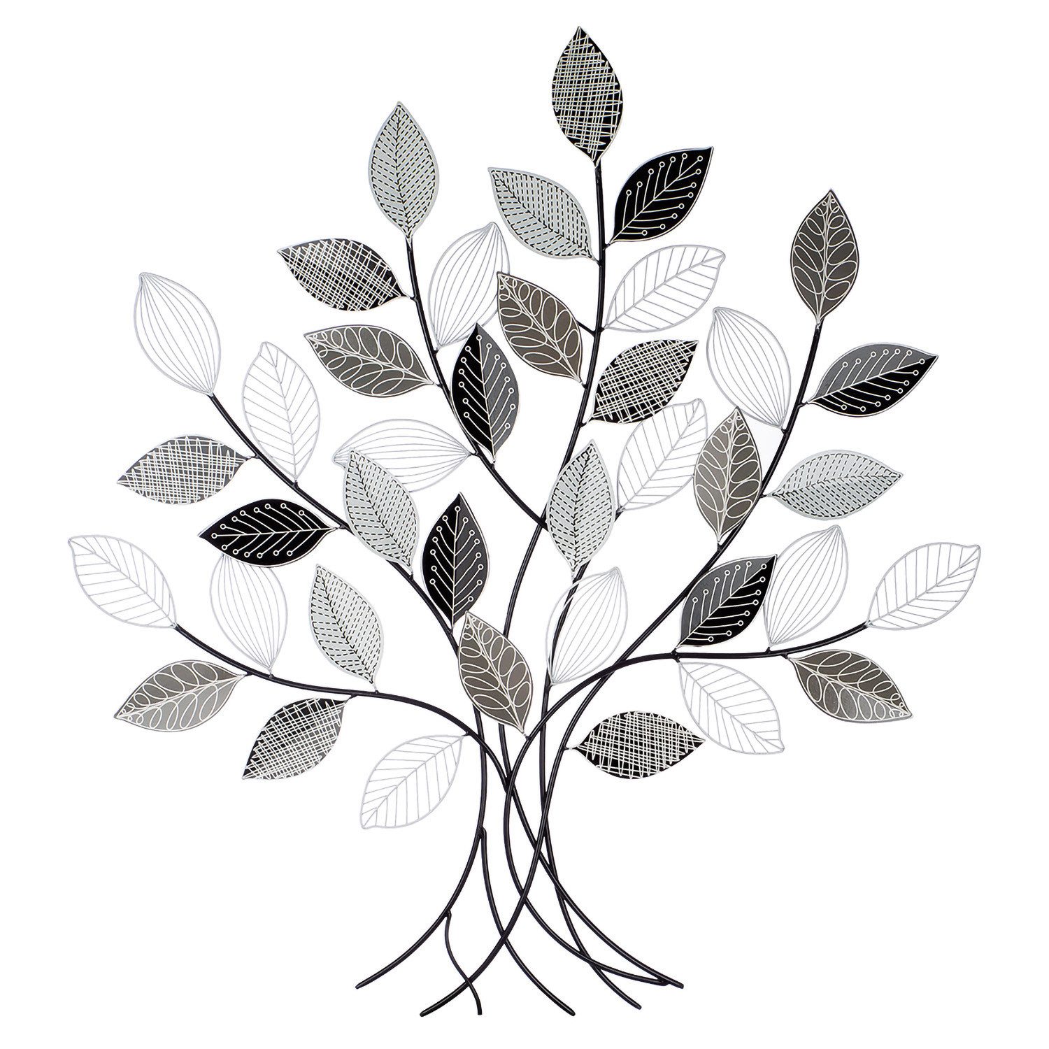 GILDE Wanddekoobjekt GRAPHIC Wandrelief - grau, schwarz, weiß - Metall - H.107cm x B.100cm (1xWandrelief, Wandobjekt - Wanddekoration), Wohnzimmer - Wanddekoobjekt - Dekoobjekt - Wandrelief