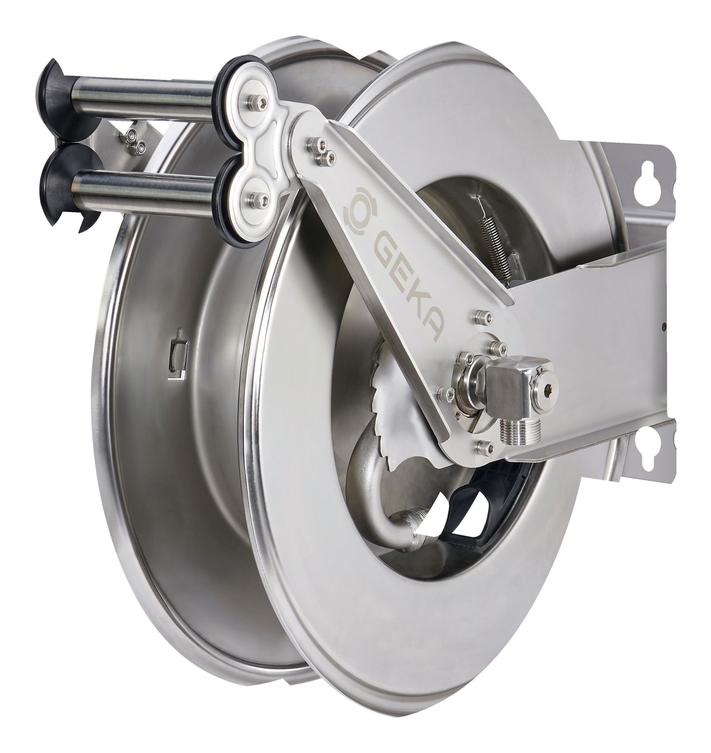 GEKA Schlauchaufroller, Plus automatischer Schlauchaufroller EA15, Edelstahl, f. 25m 1/2"