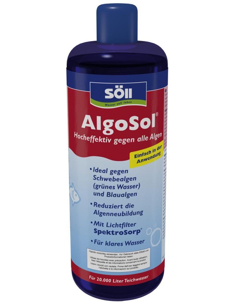 Algenbekämpfung Söll Algenentferner 1 Liter Algosol für 20 Qbm Teichwasser