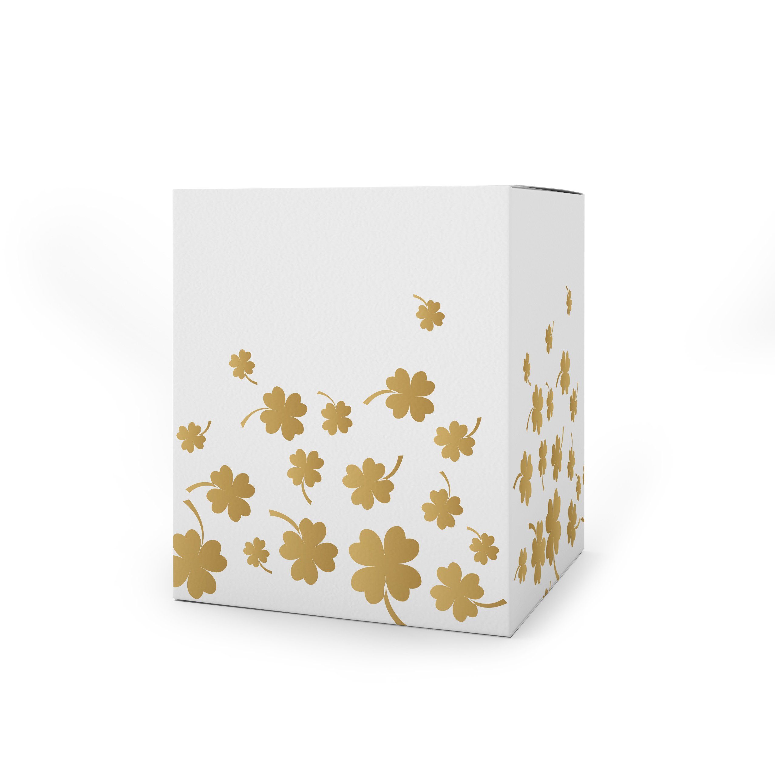 Logbuch-Verlag Geschenkbox 10 Geschenkboxen weiß gold foliert Kleeblätter (10 St), kleine Geschenkschachtel 8,5 x 6,5 x 5,5 cm