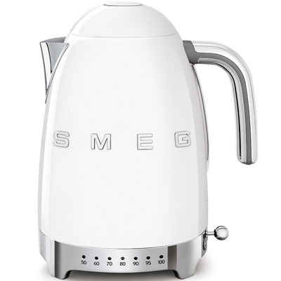 SME Wasserkocher SMEG Wasserkocher mit Temperatureinstellung 50-100°C Edelstahl Kocher, 2400,00 W, 360°Basis elektrischer Wasser Kocher mit Temperatureinstellung Metall