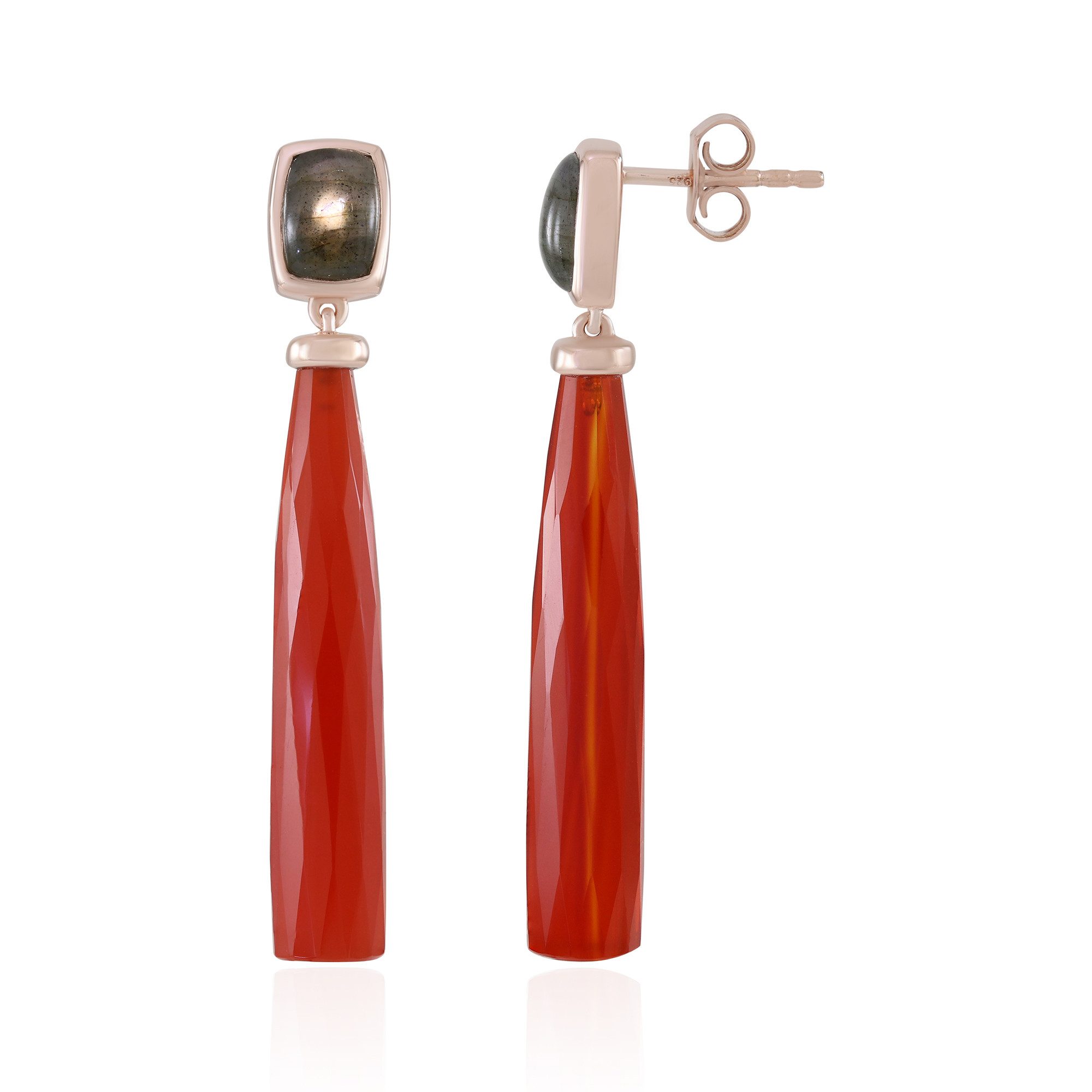 Cavill Ohrring-Set Cavill Ohrringe aus 925 Silber mit 19,08 ct Chalzedon & Labradorit (2-tlg)