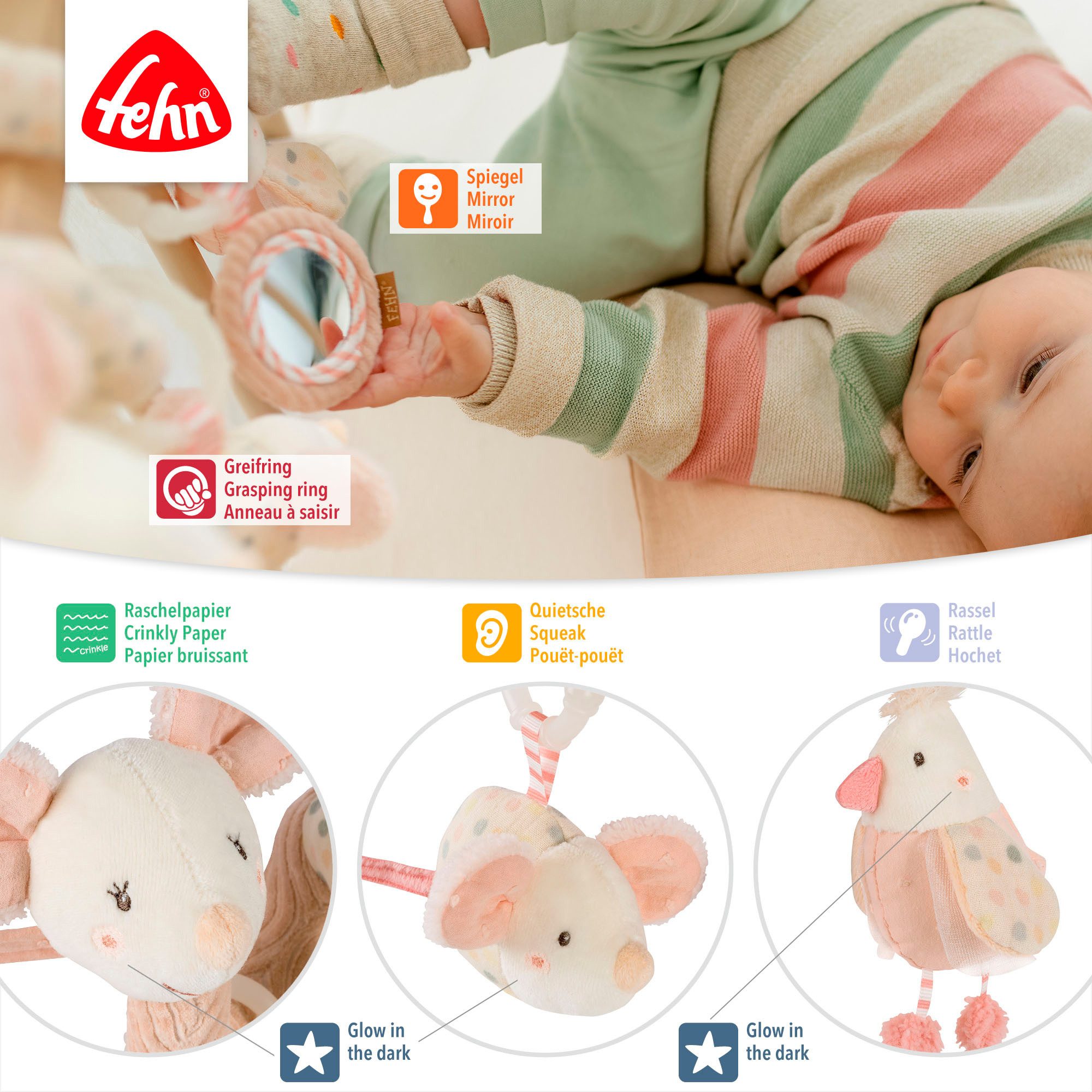 Fehn Greifspielzeug feehnLAND, Activity-Spirale Maus